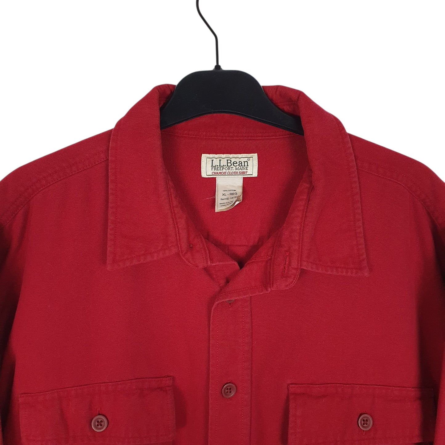 Mens Red L.L.Bean Thick Chamois  Shirt