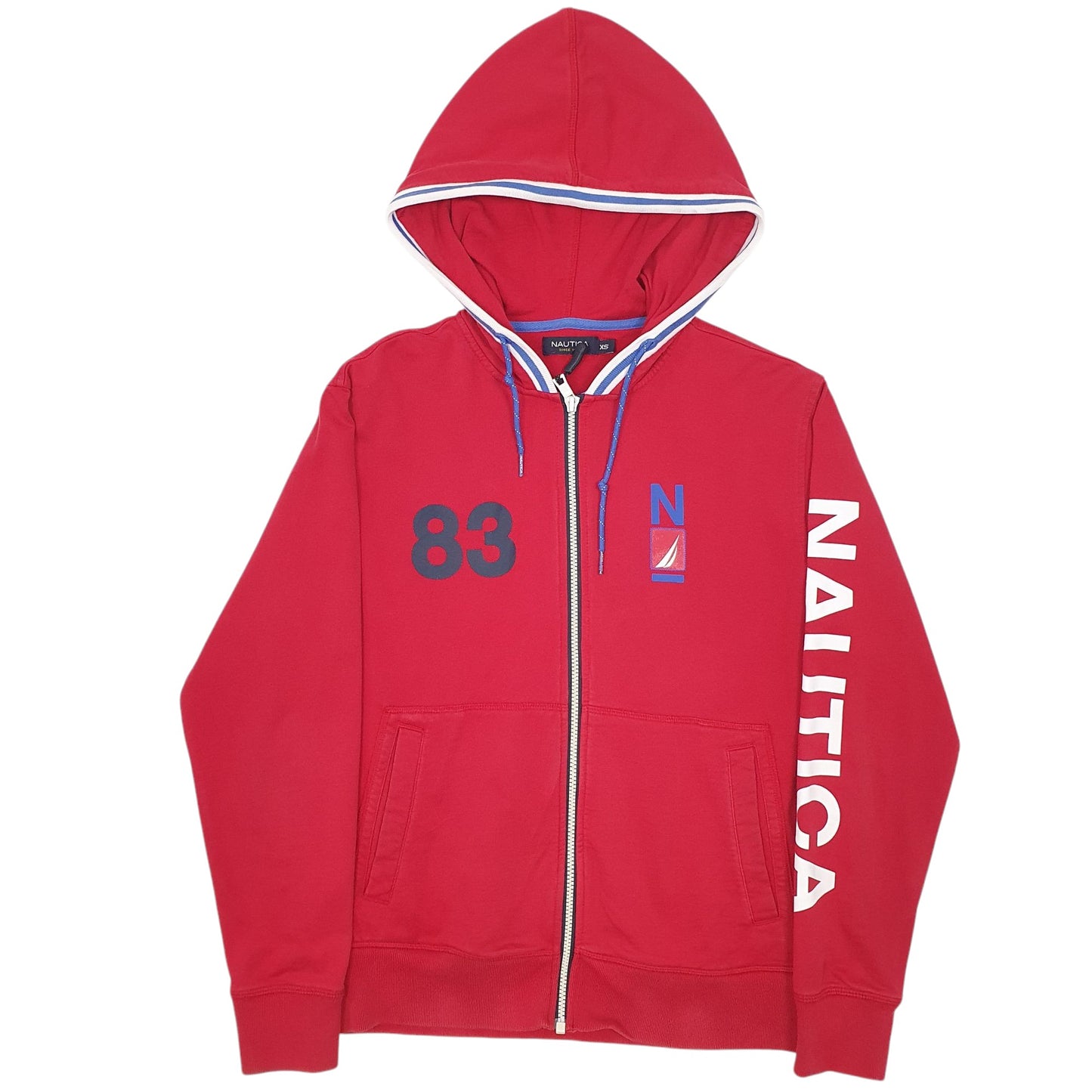 Mens Red Nautica  Full Zip Jumper