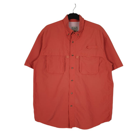Mens Pink L.L.Bean Walking Hiking Short Sleeve Shirt