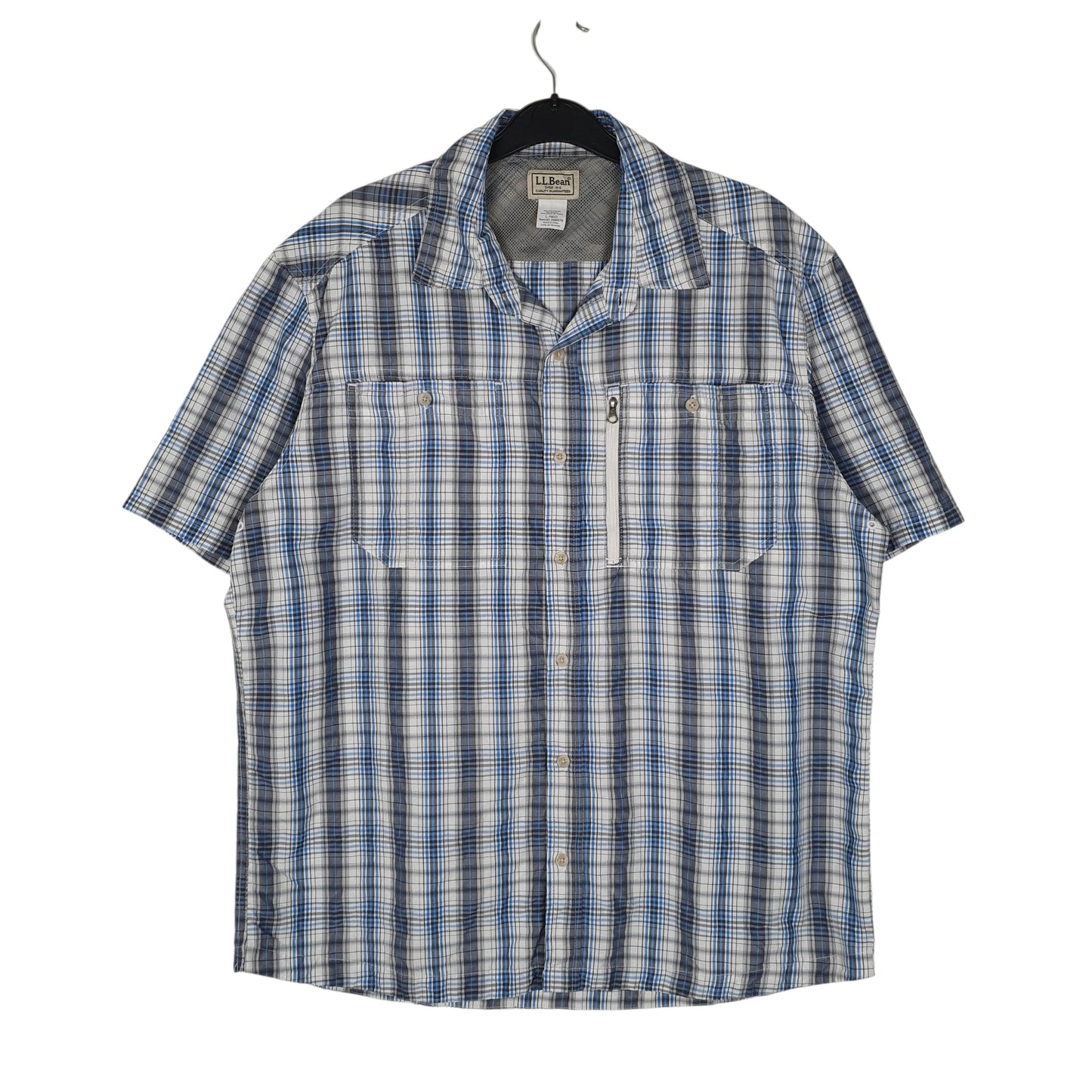 Mens Blue L.L.Bean Walking Hiking Short Sleeve Shirt