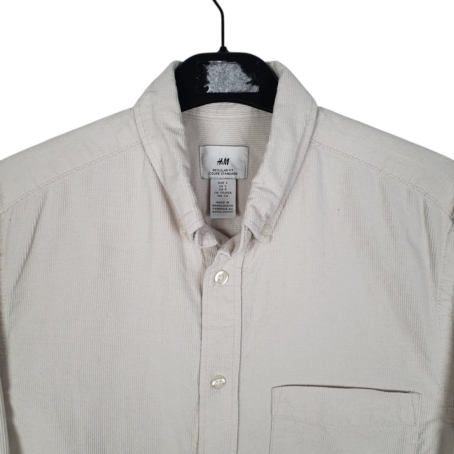 Mens Cream H&M Corduroy  Shirt