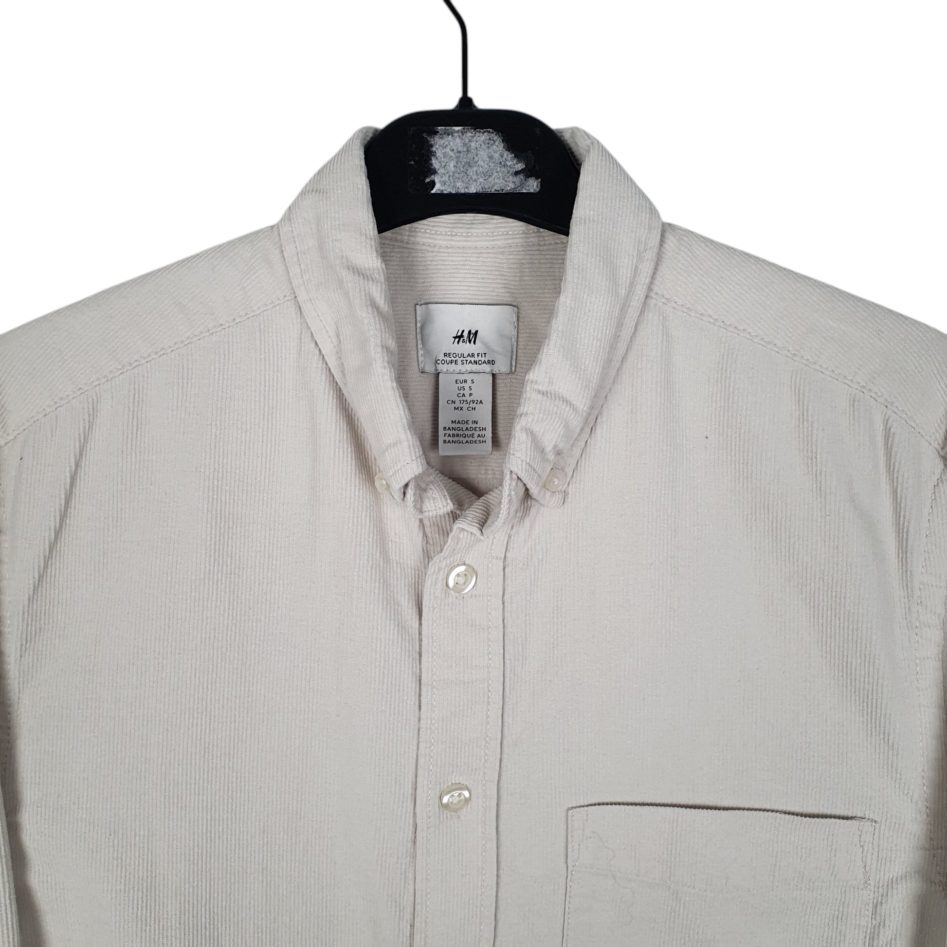 Mens Cream H&M Corduroy  Shirt