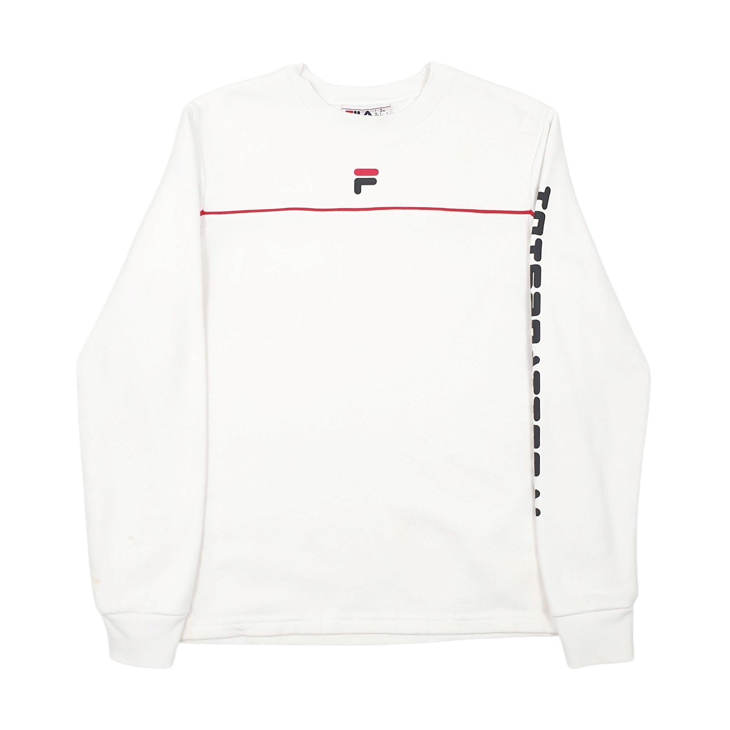 Mens White Fila  Crewneck Jumper
