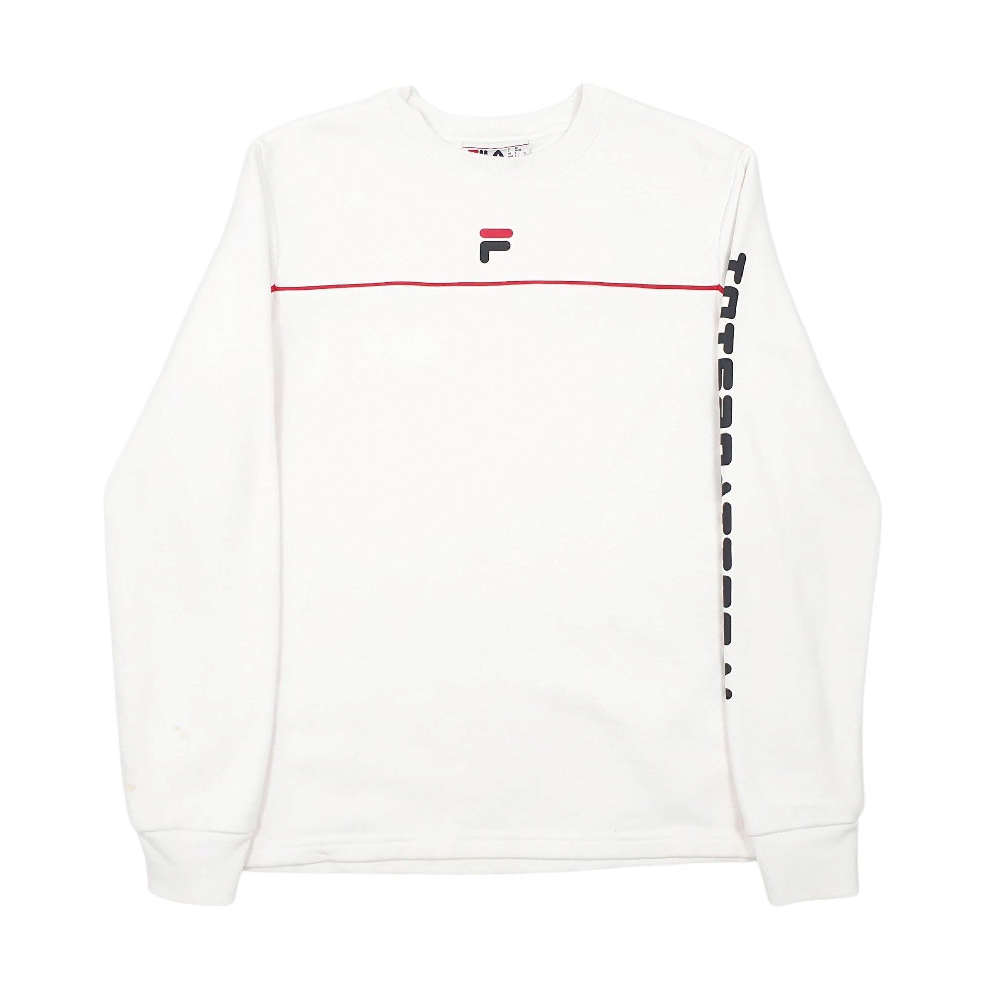 Mens White Fila  Crewneck Jumper