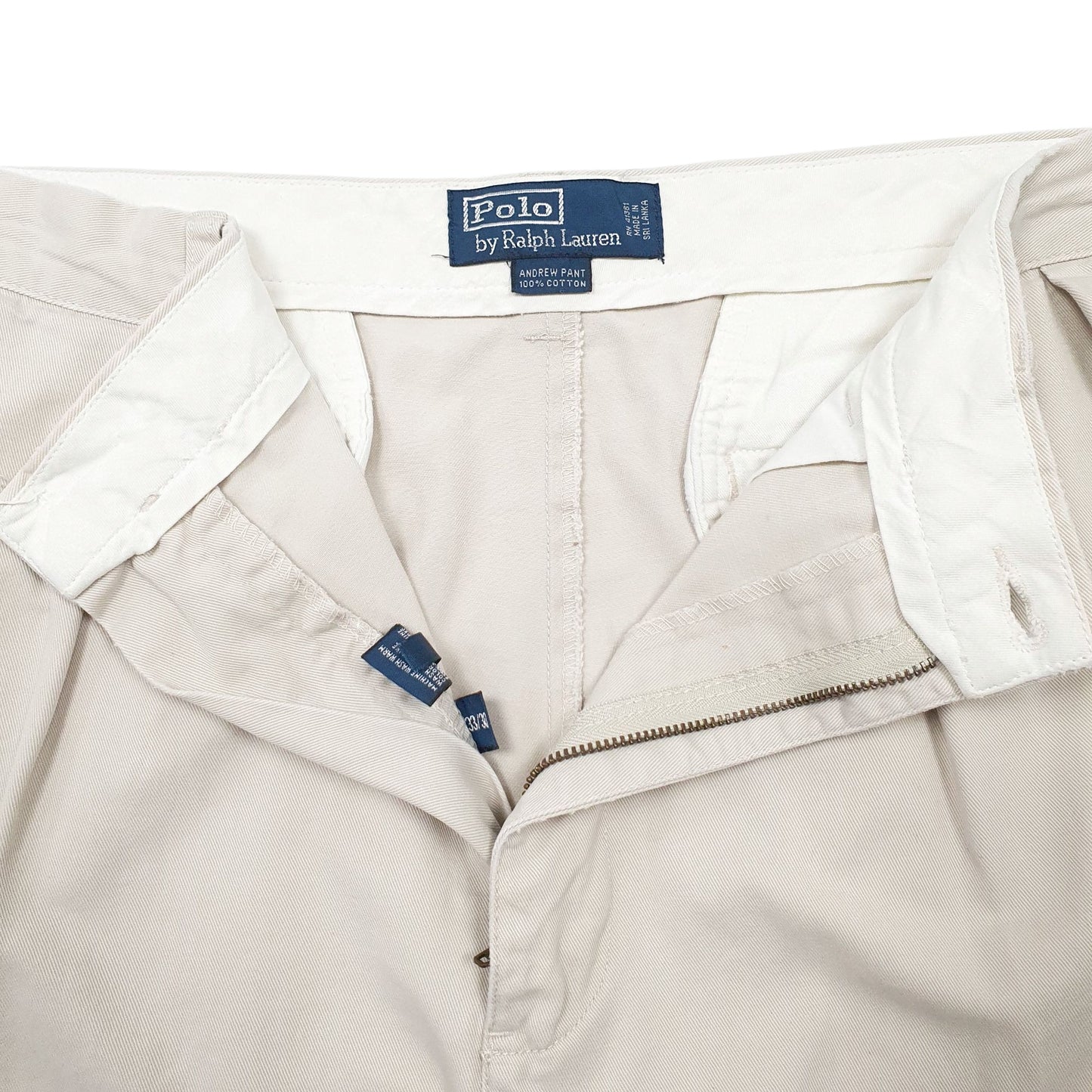 Mens Cream Polo Ralph Lauren Double Pleated Andrew Pant  Trousers