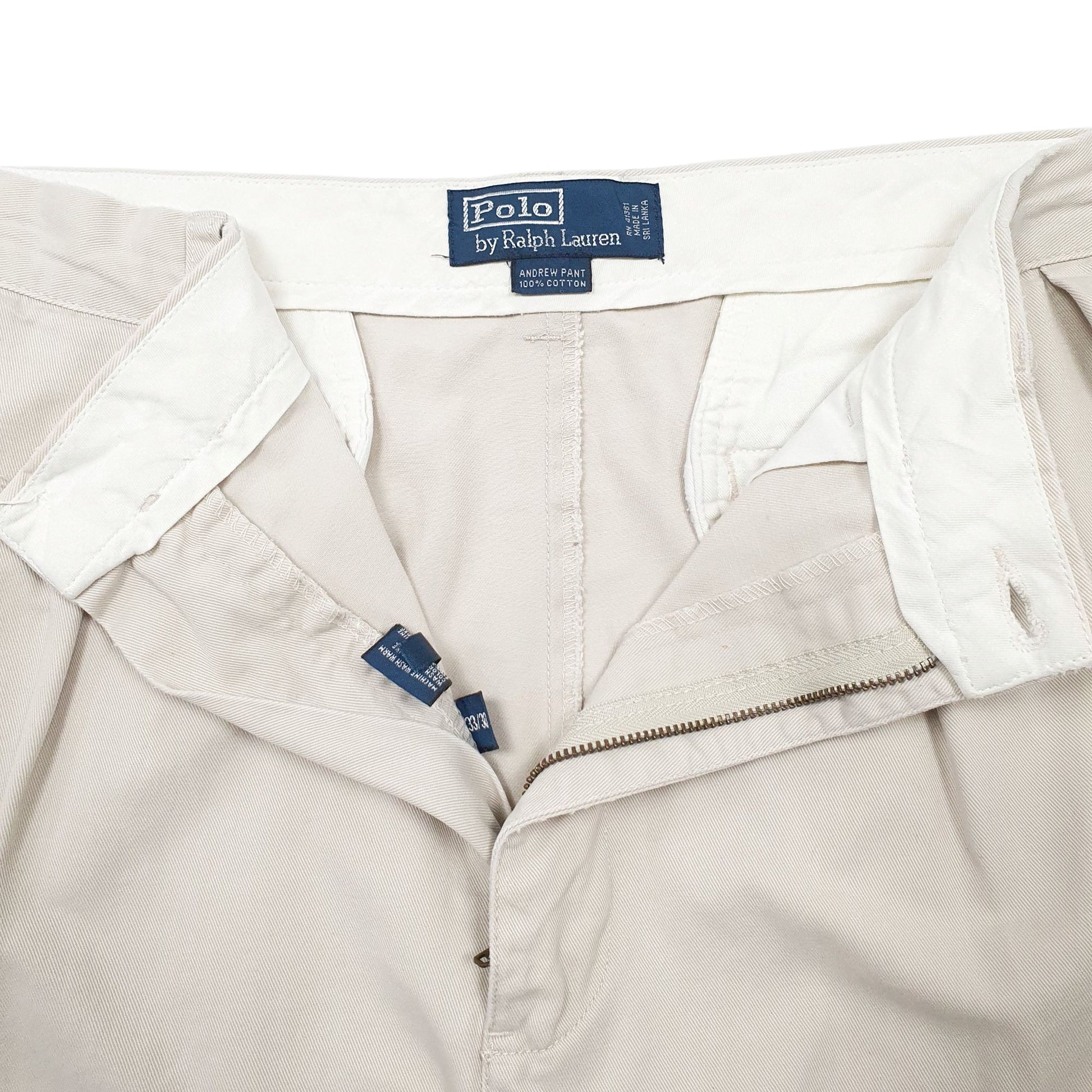 Mens Cream Polo Ralph Lauren Double Pleated Andrew Pant  Trousers