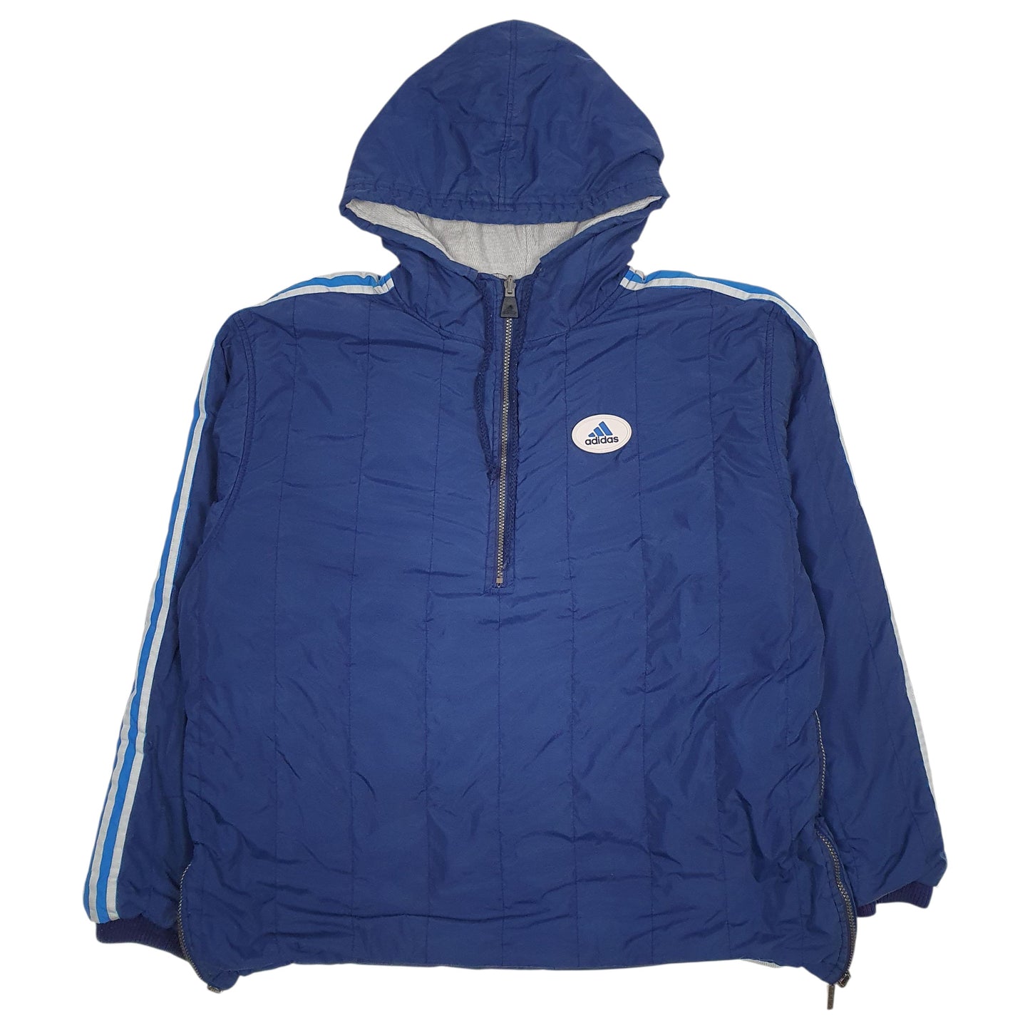 Mens Blue Adidas Vintage 90s Reversible Hoodie Coat