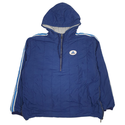 Mens Blue Adidas Vintage 90s Reversible Hoodie Coat