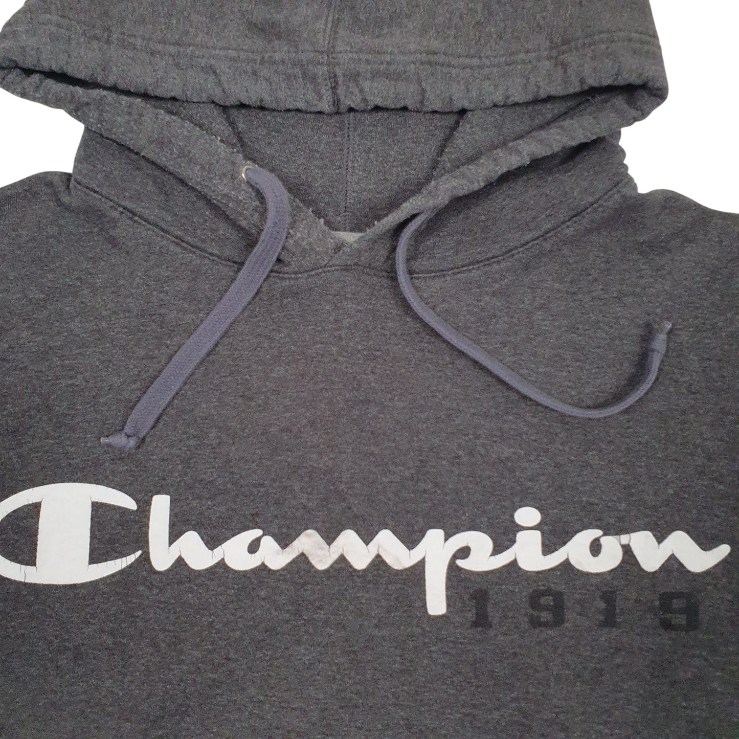 Mens Grey Champion Spellout Hoodie Jumper