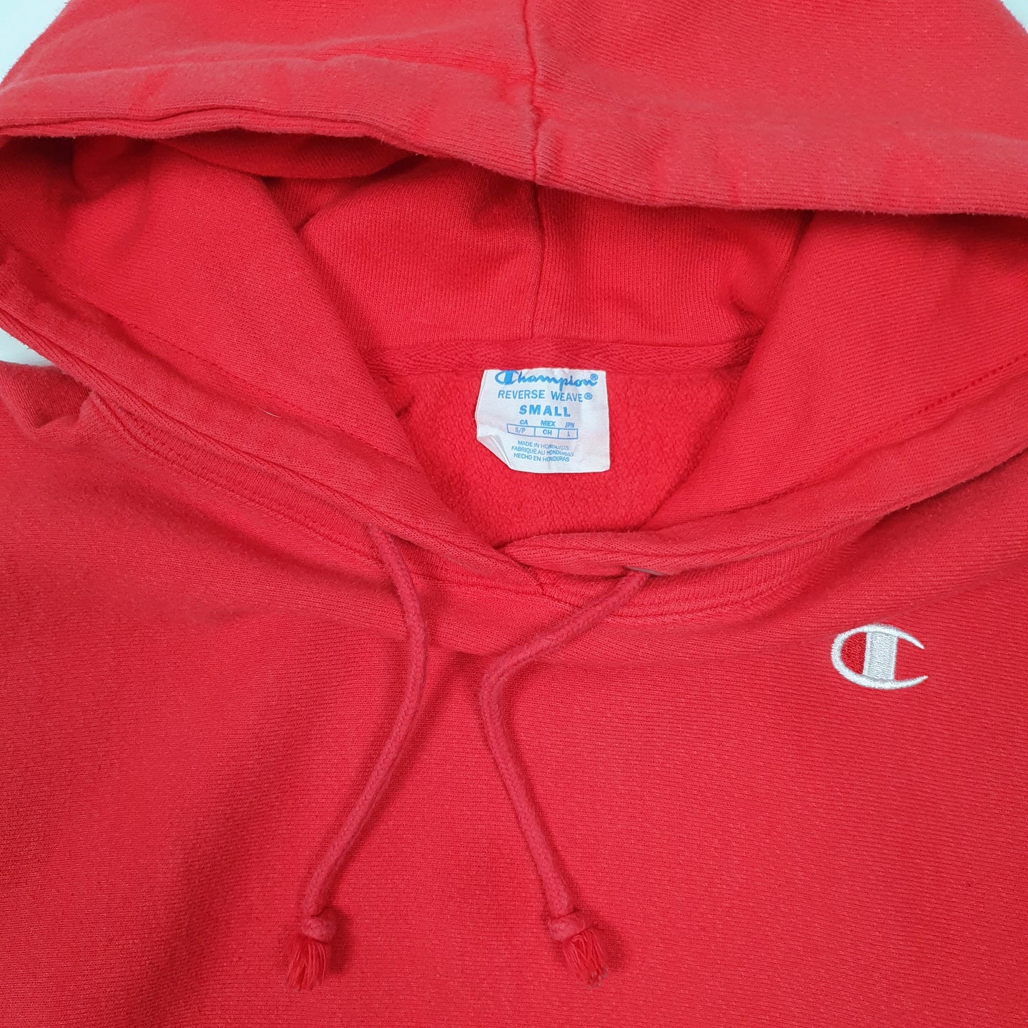 Womens Red Champion Reverse Weave Hoodie Jumper