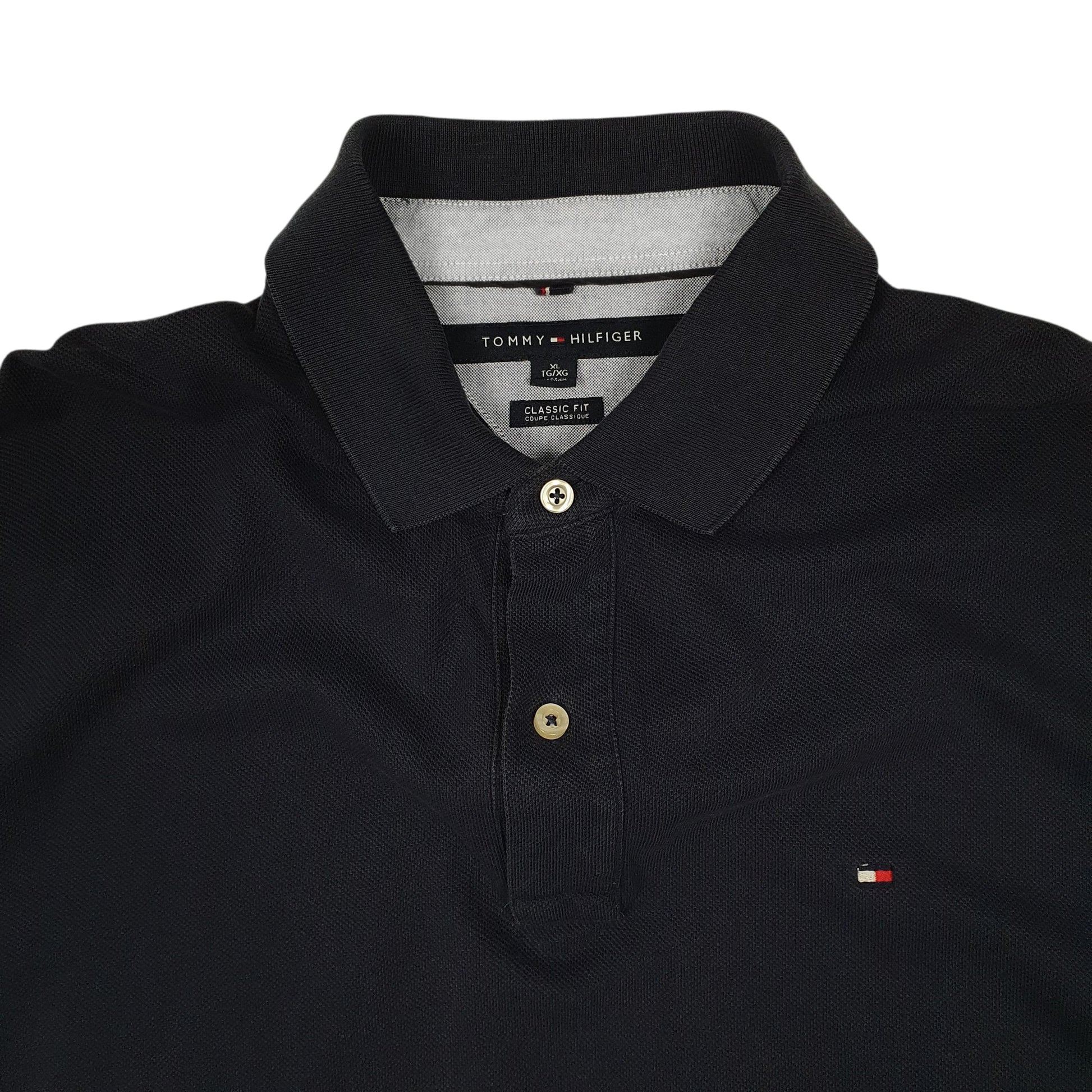 Mens Navy Tommy Hilfiger Classic Fit Hoodie Polo Shirt