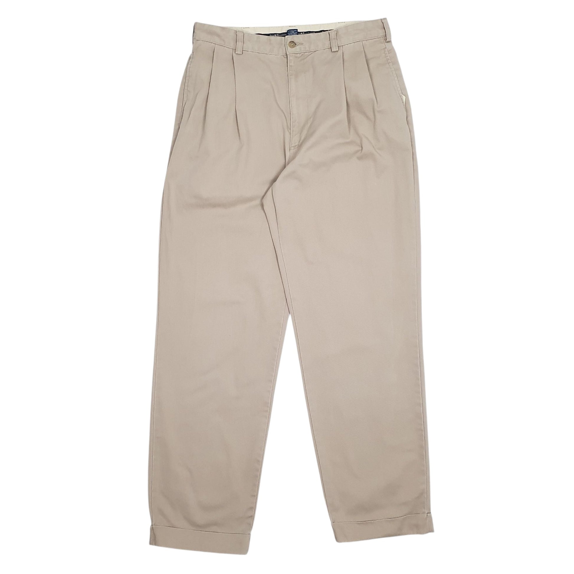 Mens Brown Polo Ralph Lauren Vintage Pleated Chino Trousers