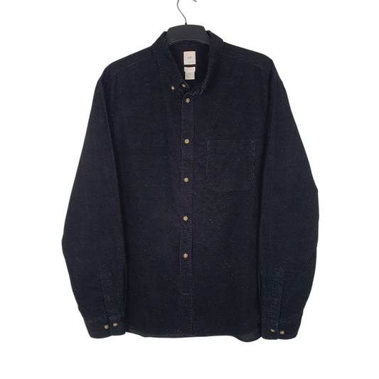 Mens Black H&M Corduroy Long Sleeve Shirt