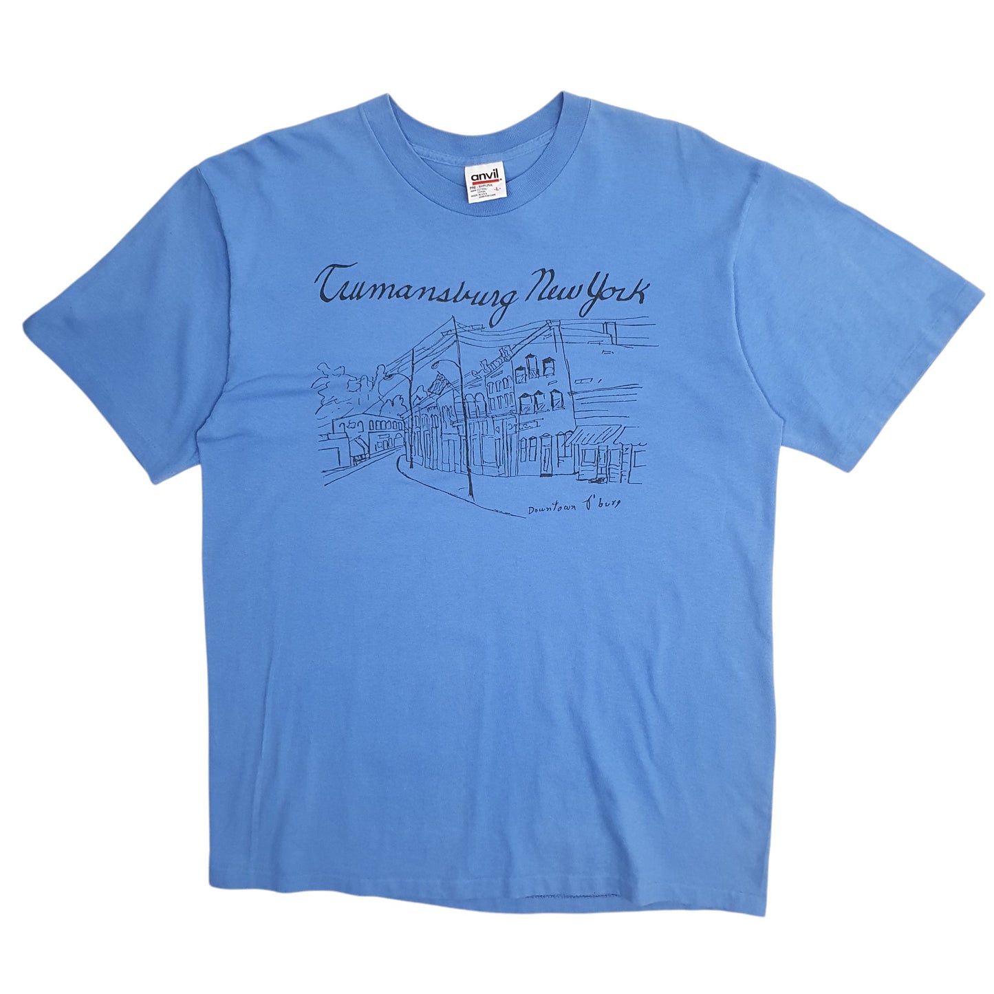 Mens Blue Anvil Single Stitch Vintage 90s New York Short Sleeve T Shirt