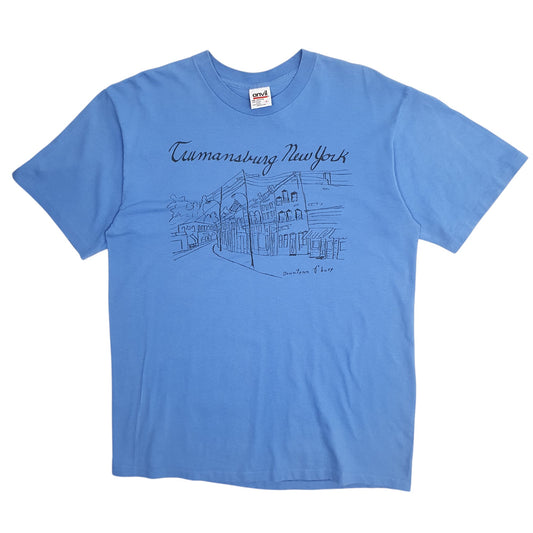 Mens Blue Anvil Single Stitch Vintage 90s New York Short Sleeve T Shirt