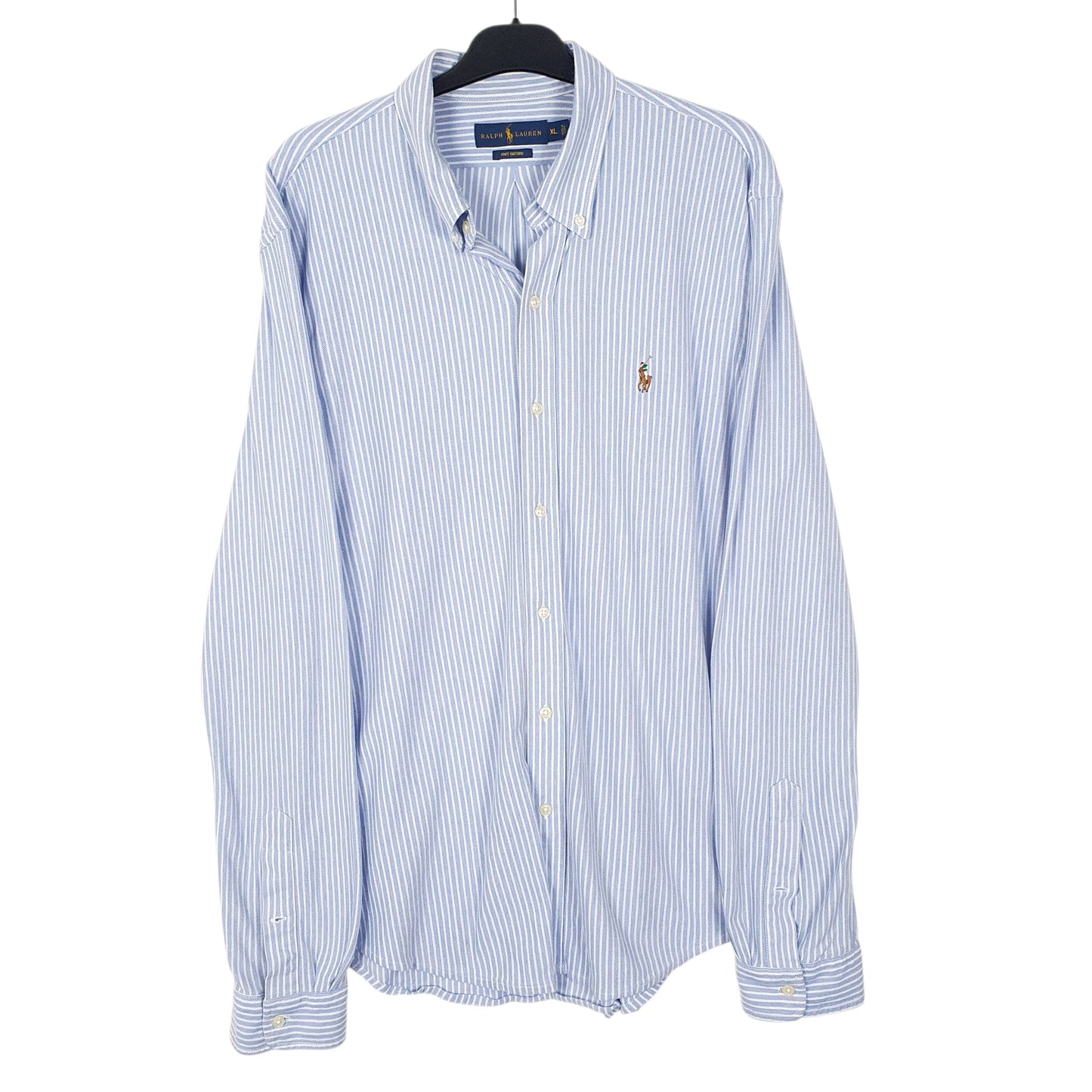 Mens Blue Ralph Lauren Knit Oxford Long Sleeve Shirt