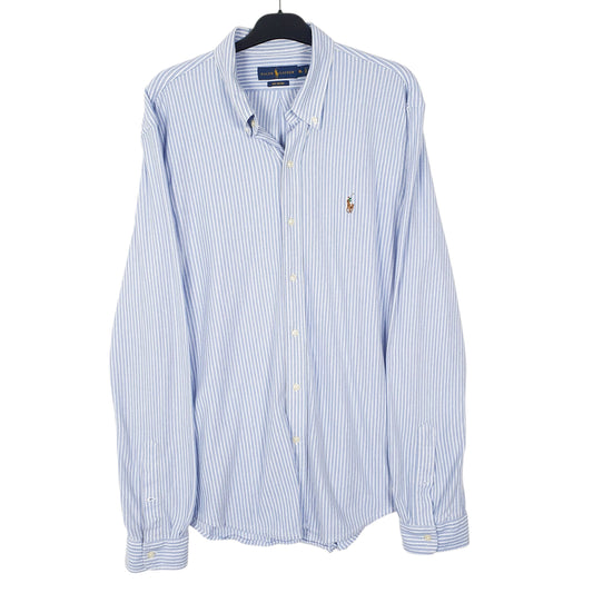 Mens Blue Ralph Lauren Knit Oxford Long Sleeve Shirt