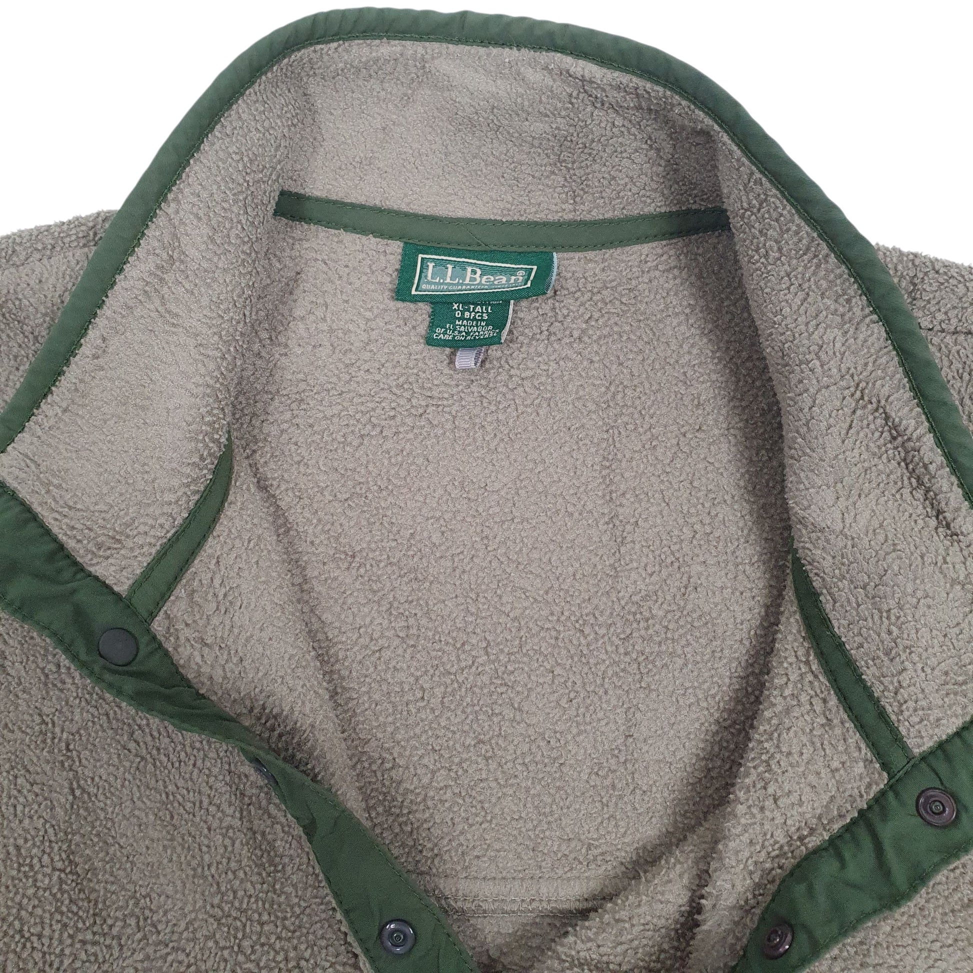 Mens Green LL Bean Vintage 90s Snap-T Quarter Zip Jumper