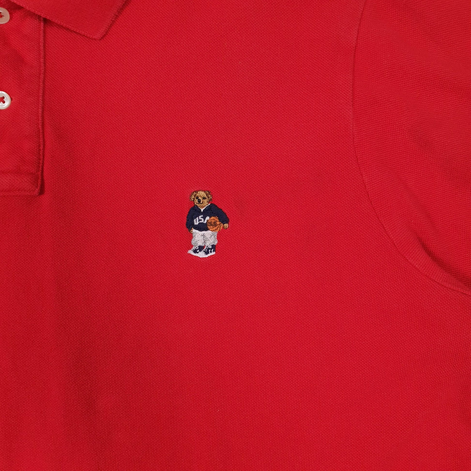 Mens Red Polo Ralph Lauren Polo Bear  Polo Shirt