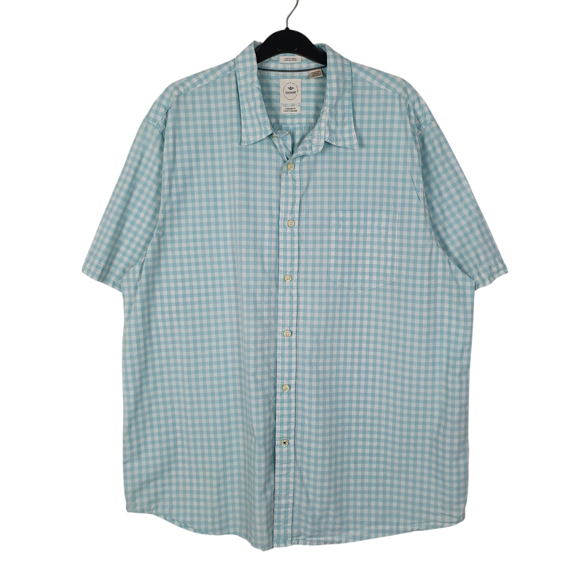 Mens Blue Dockers Coastal Poplin Short Sleeve Shirt