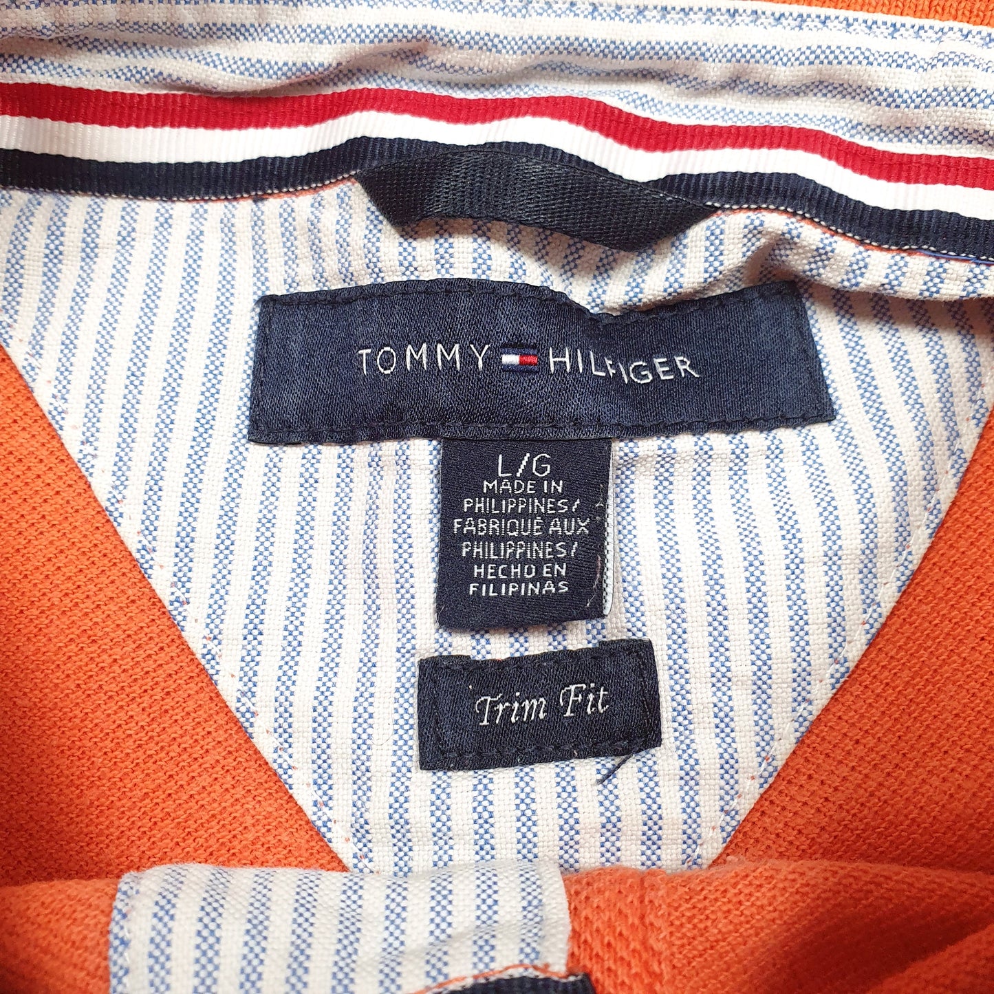 Mens Orange Tommy Hilfiger  Hoodie Polo Shirt