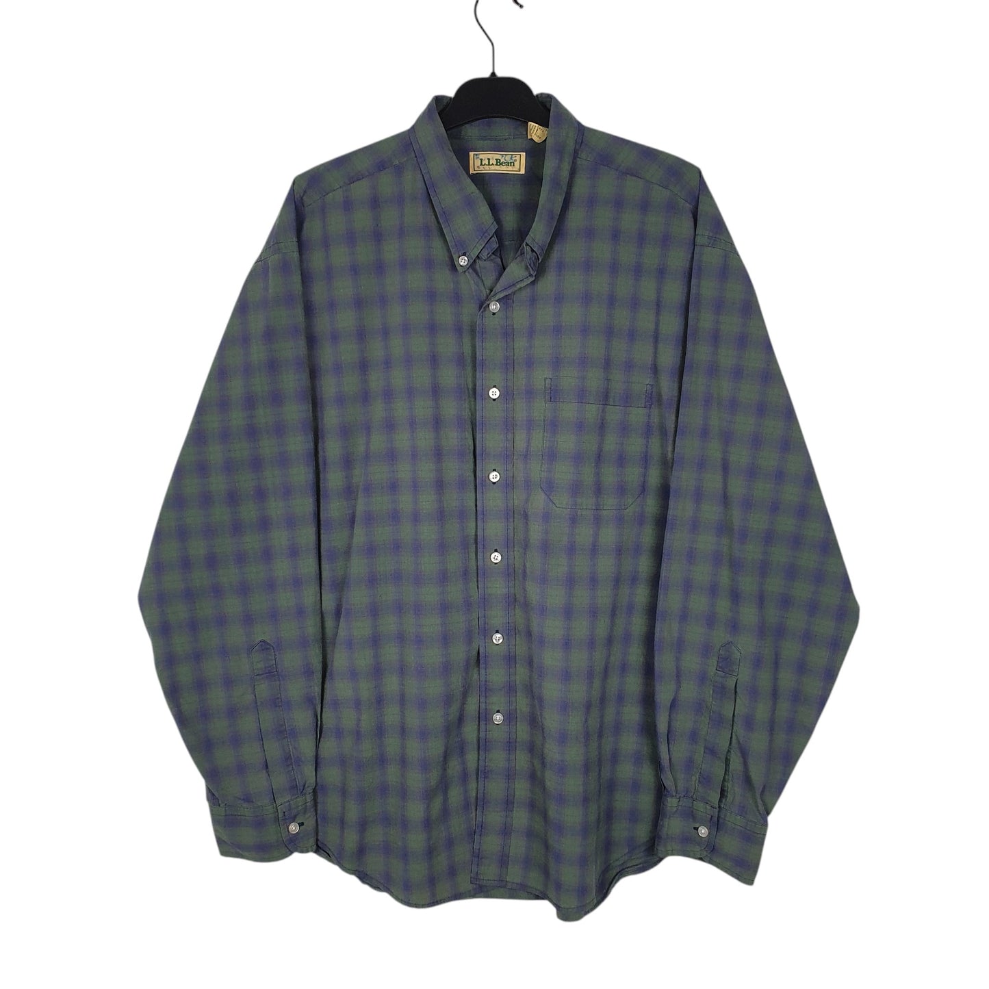 Mens Green L.L.Bean Vintage 90s Long Sleeve Shirt