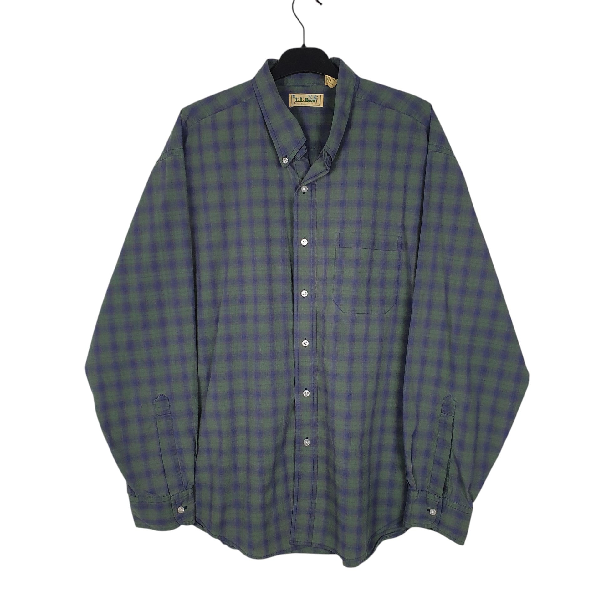 Mens Green L.L.Bean Vintage 90s Long Sleeve Shirt