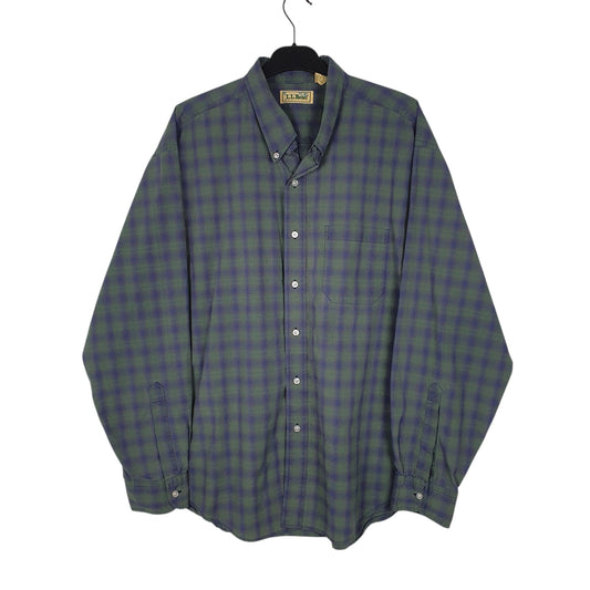Mens Green L.L.Bean Vintage 90s Long Sleeve Shirt