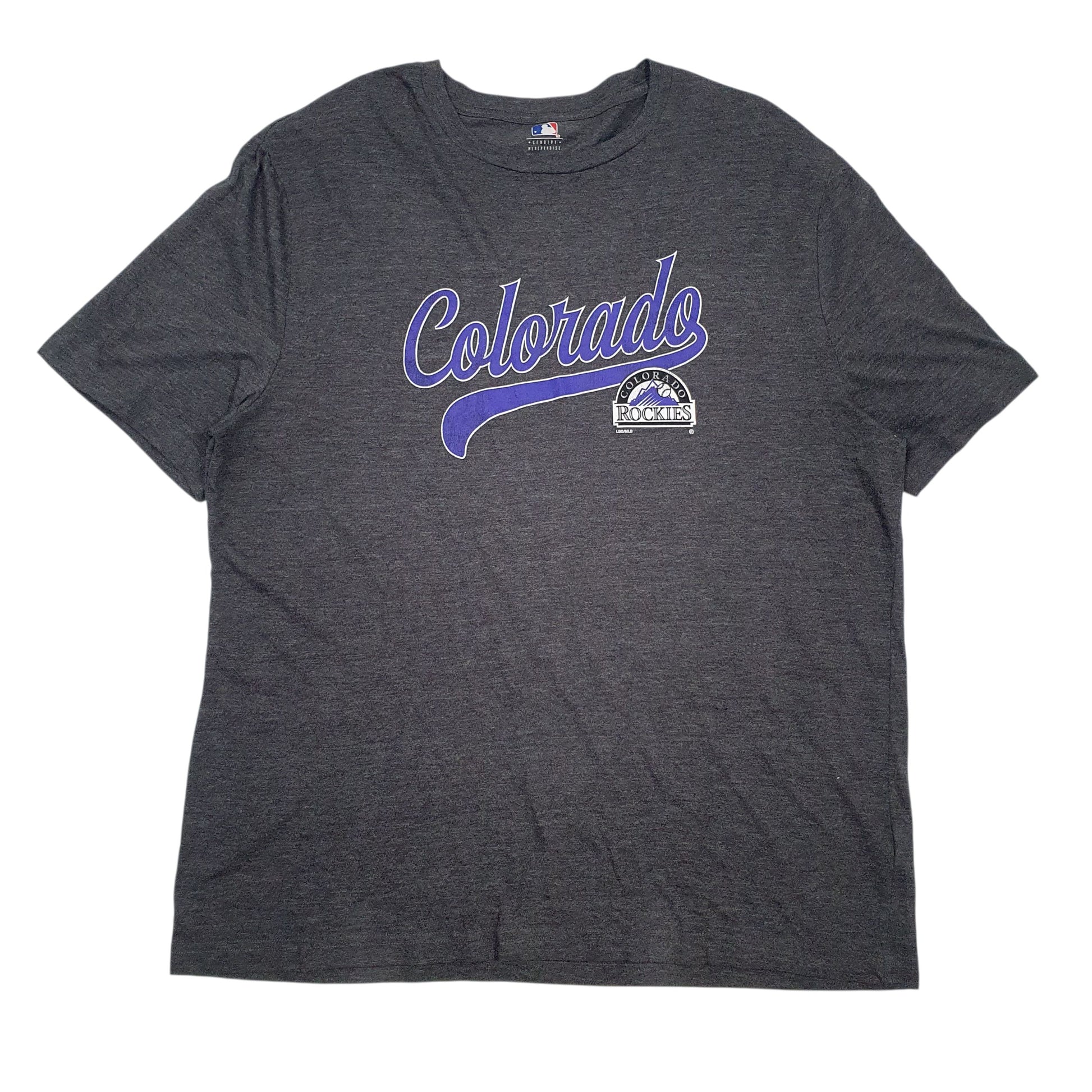 Mens Grey MLB Colorado Rockies Short Sleeve T Shirt