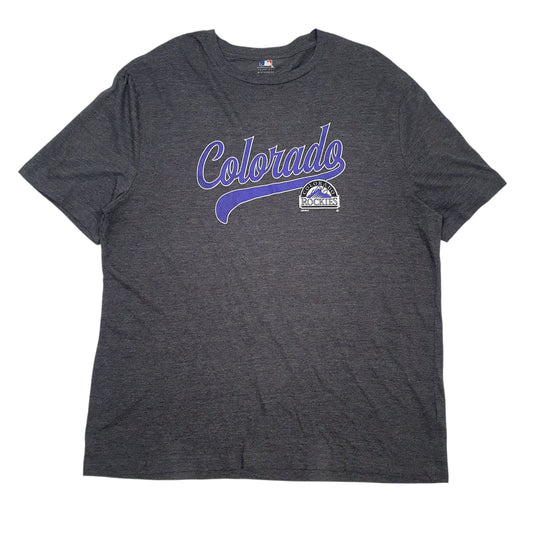 Mens Grey MLB Colorado Rockies Short Sleeve T Shirt