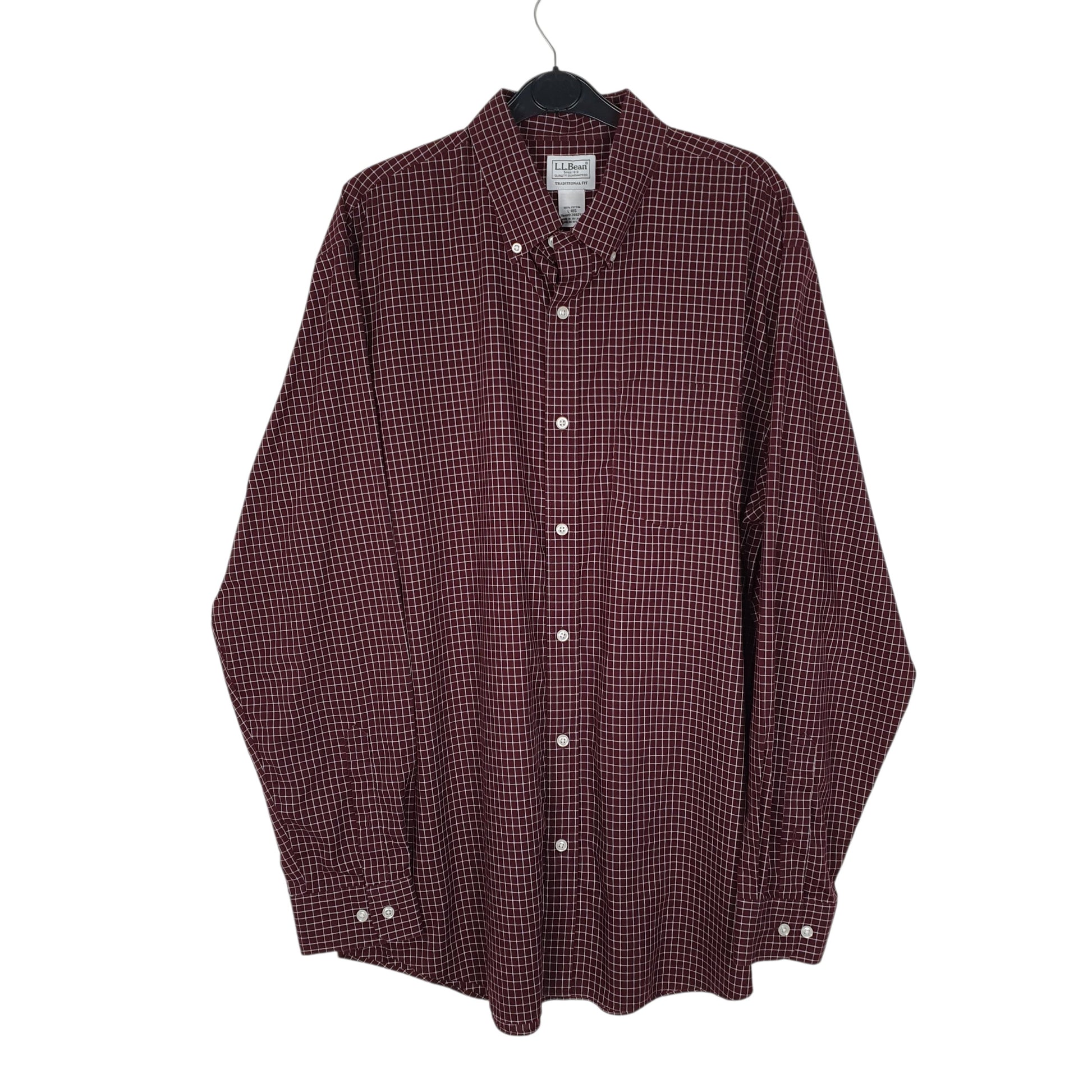 Mens Burgundy L.L.Bean  Long Sleeve Shirt