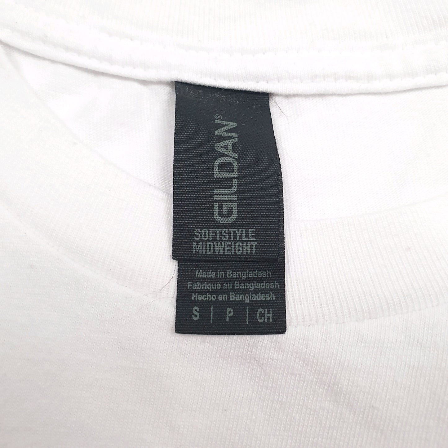 Womens White Gildan  Crewneck T Shirt