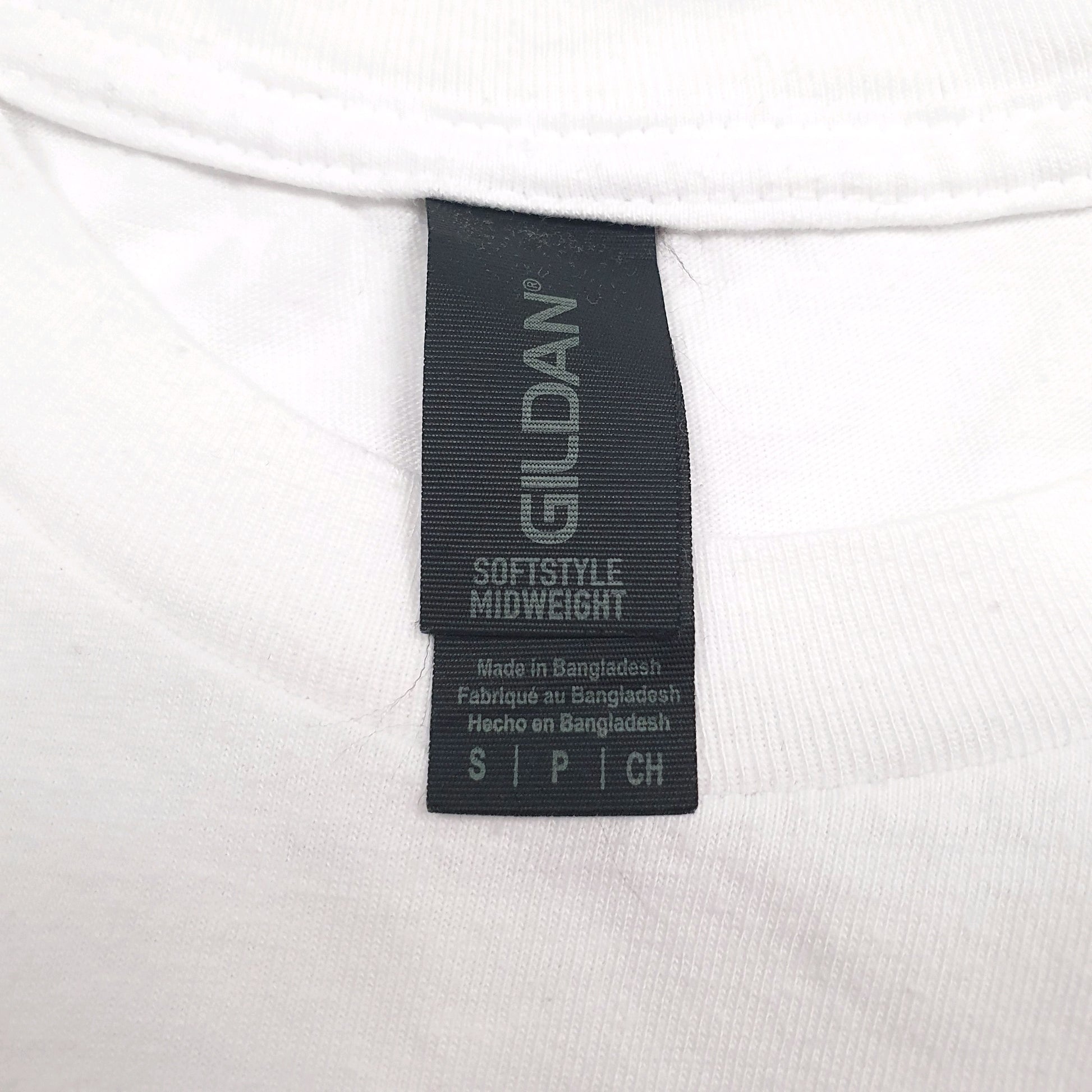 Womens White Gildan  Crewneck T Shirt