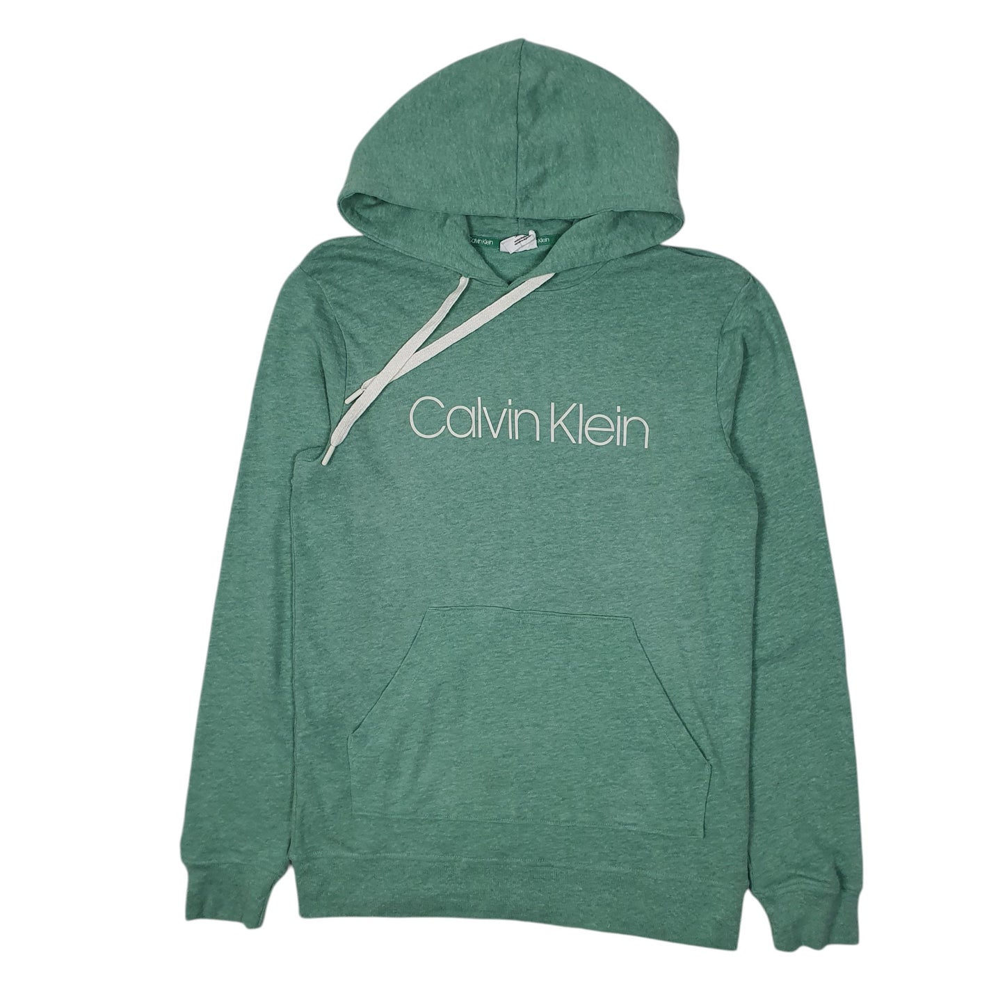 Mens Green Calvin Klein Spellout Lightweight Hoodie Jumper