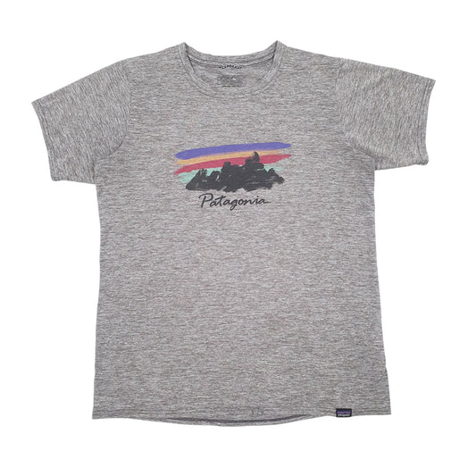 Womens Grey Patagonia Capilene Spellout Short Sleeve T Shirt