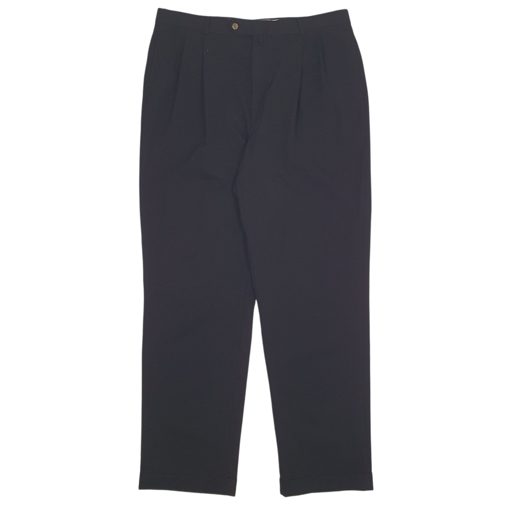 Mens Black Tommy Hilfiger Pleated Formal Trousers