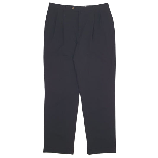Mens Black Tommy Hilfiger Pleated Formal Trousers