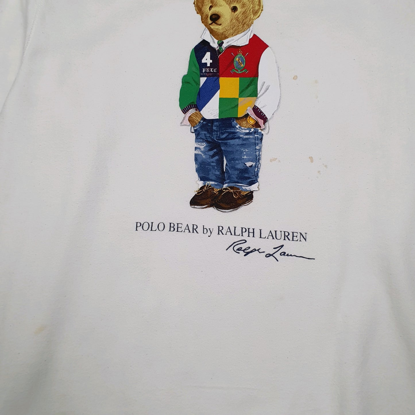 Mens White Polo Ralph Lauren Polo Bear Crewneck Jumper