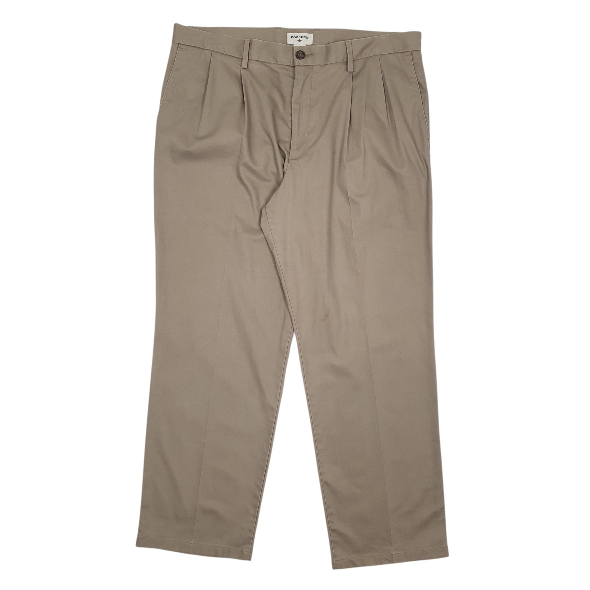 Mens Brown Dockers Pleated Chino Trousers