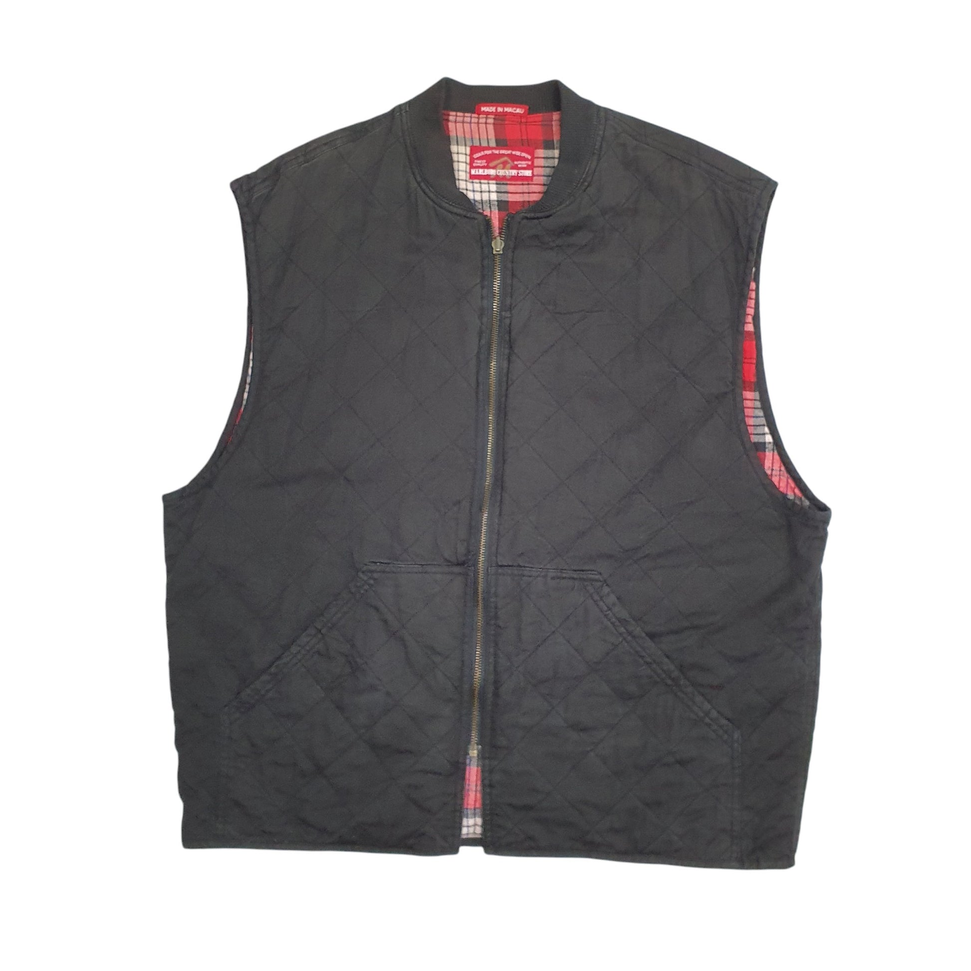 Mens Black Marlboro Country Store Vintage 90s Quilted  Coat