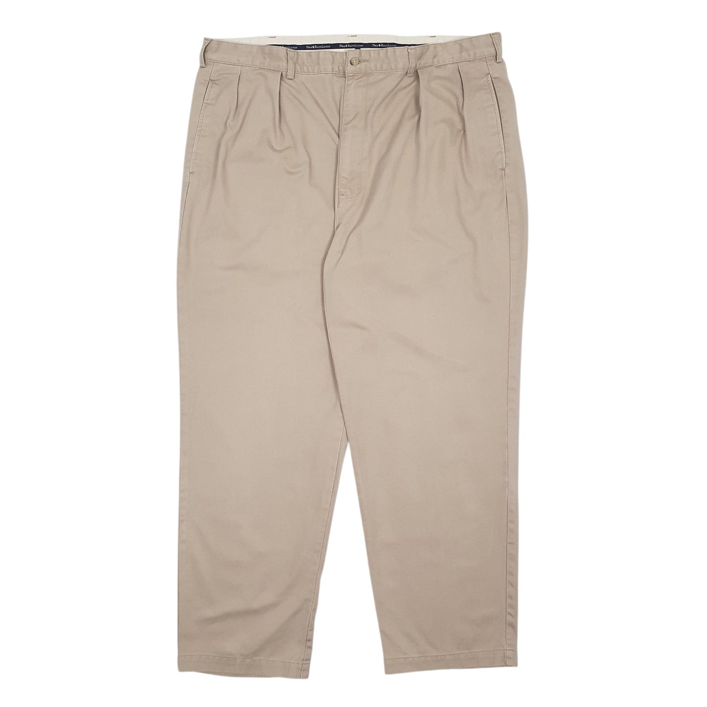 Mens Beige Polo Ralph Lauren Andrew Pant Pleated 90s Chino Trousers