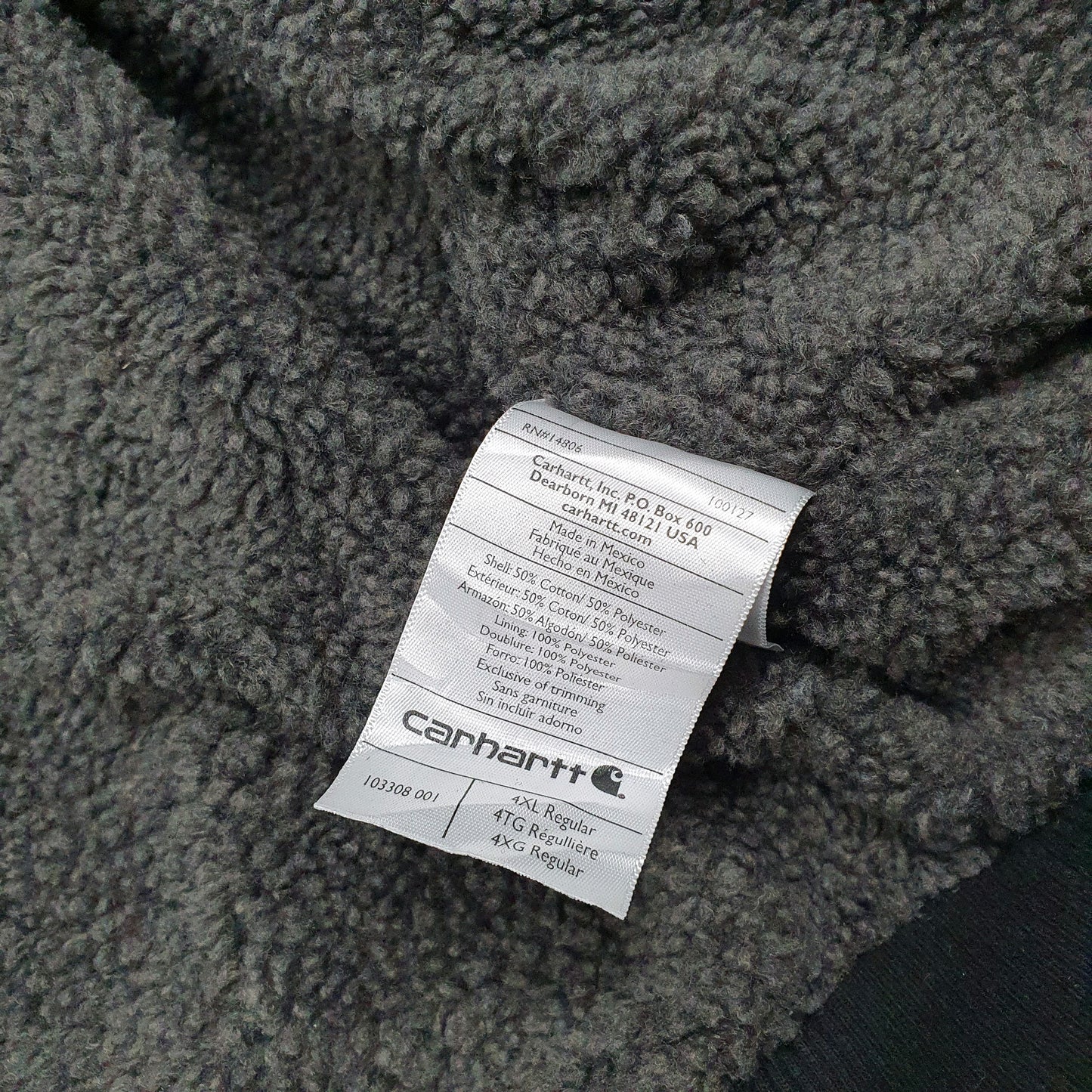 Mens Black Carhartt Sherpa Lined Hoodie Full Zip Jumper