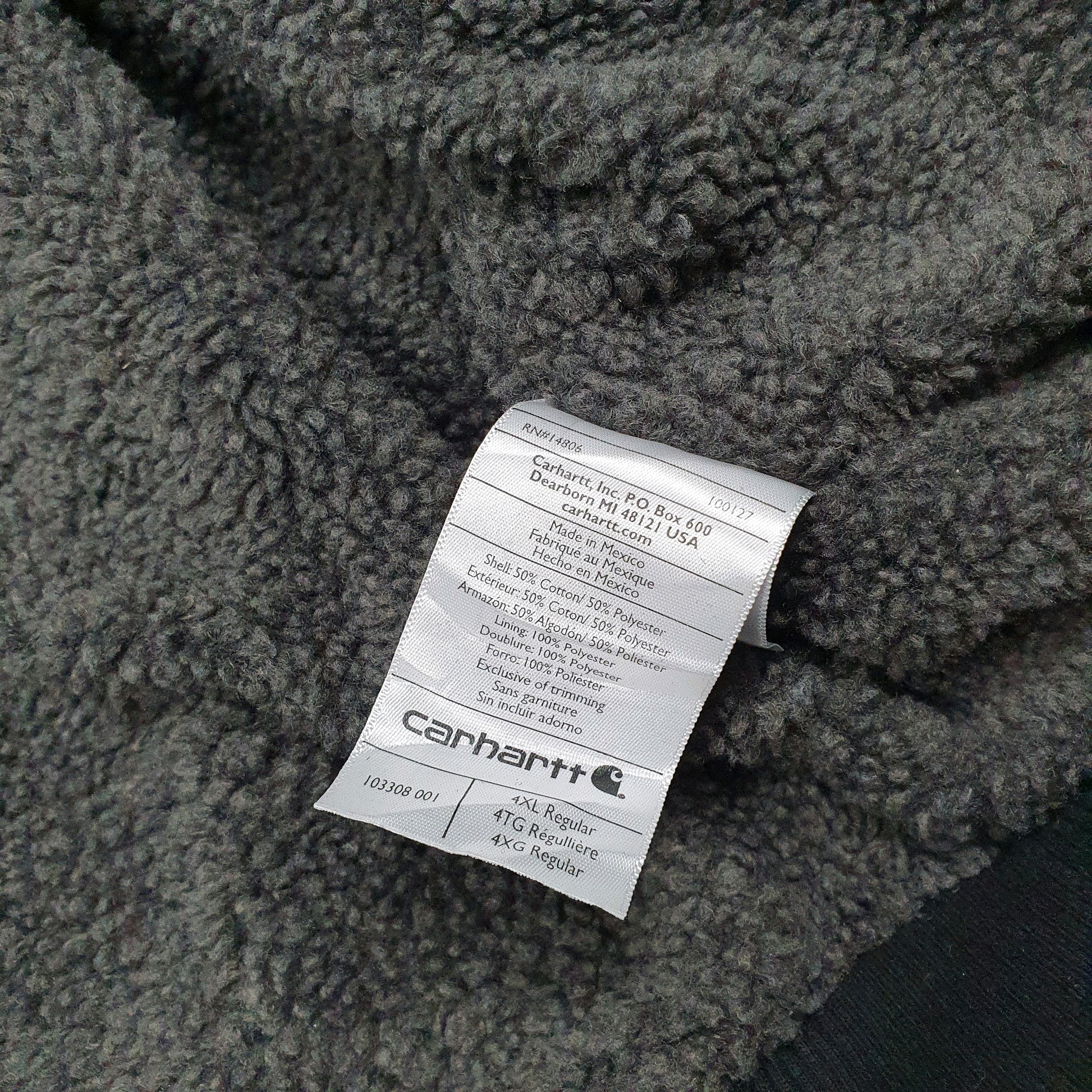 Mens Black Carhartt Sherpa Lined Hoodie Full Zip Jumper