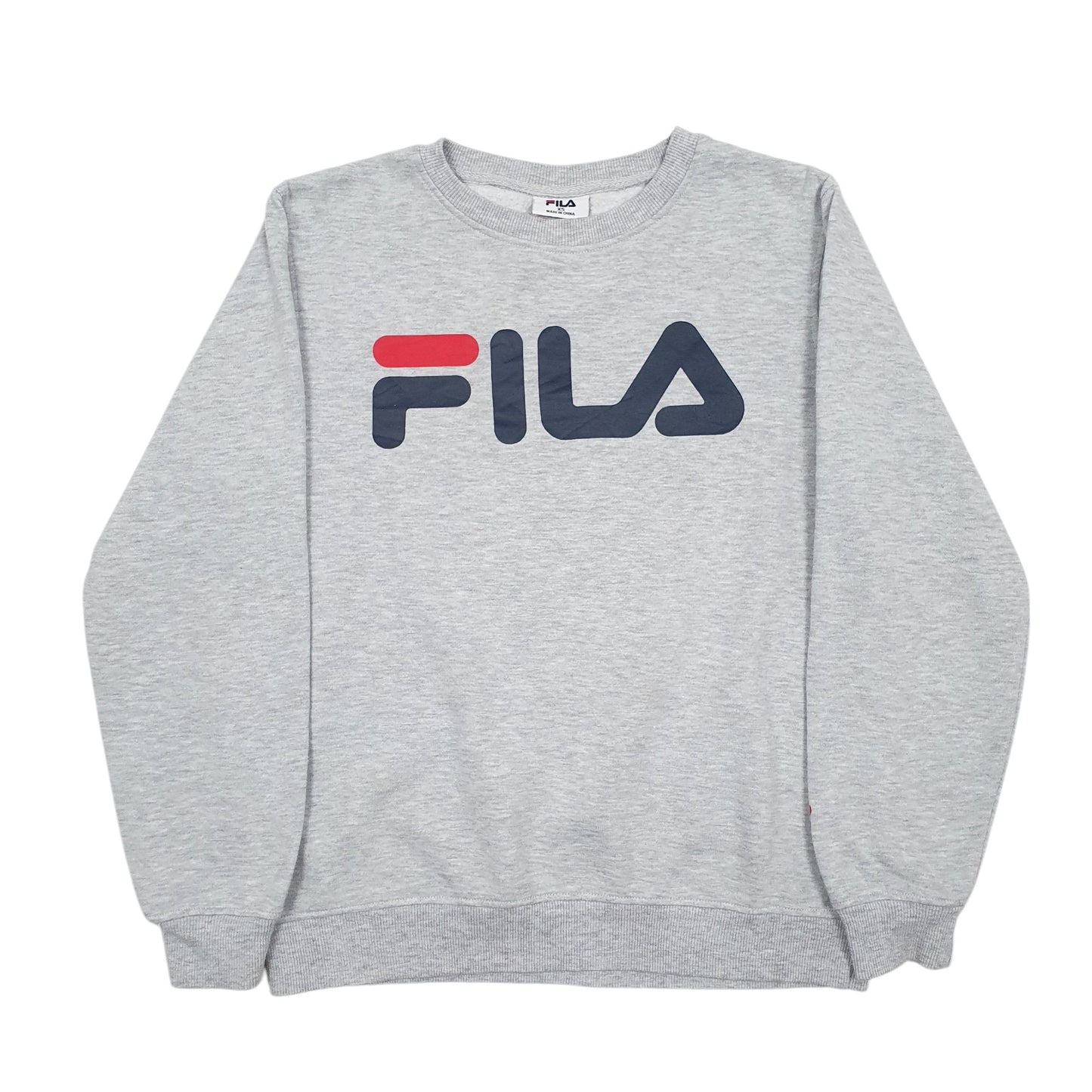 Mens Grey Fila Spellout Crewneck Jumper