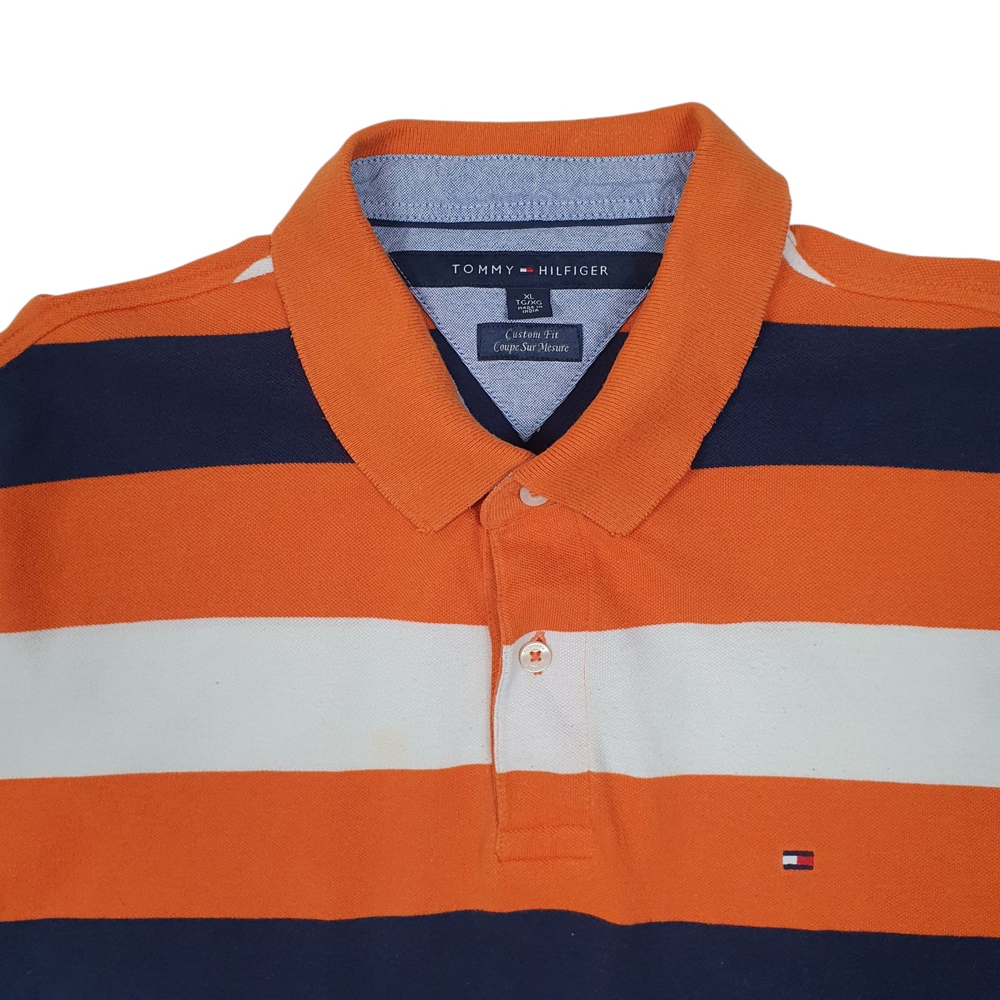 Mens Orange Tommy Hilfiger  Hoodie Polo Shirt