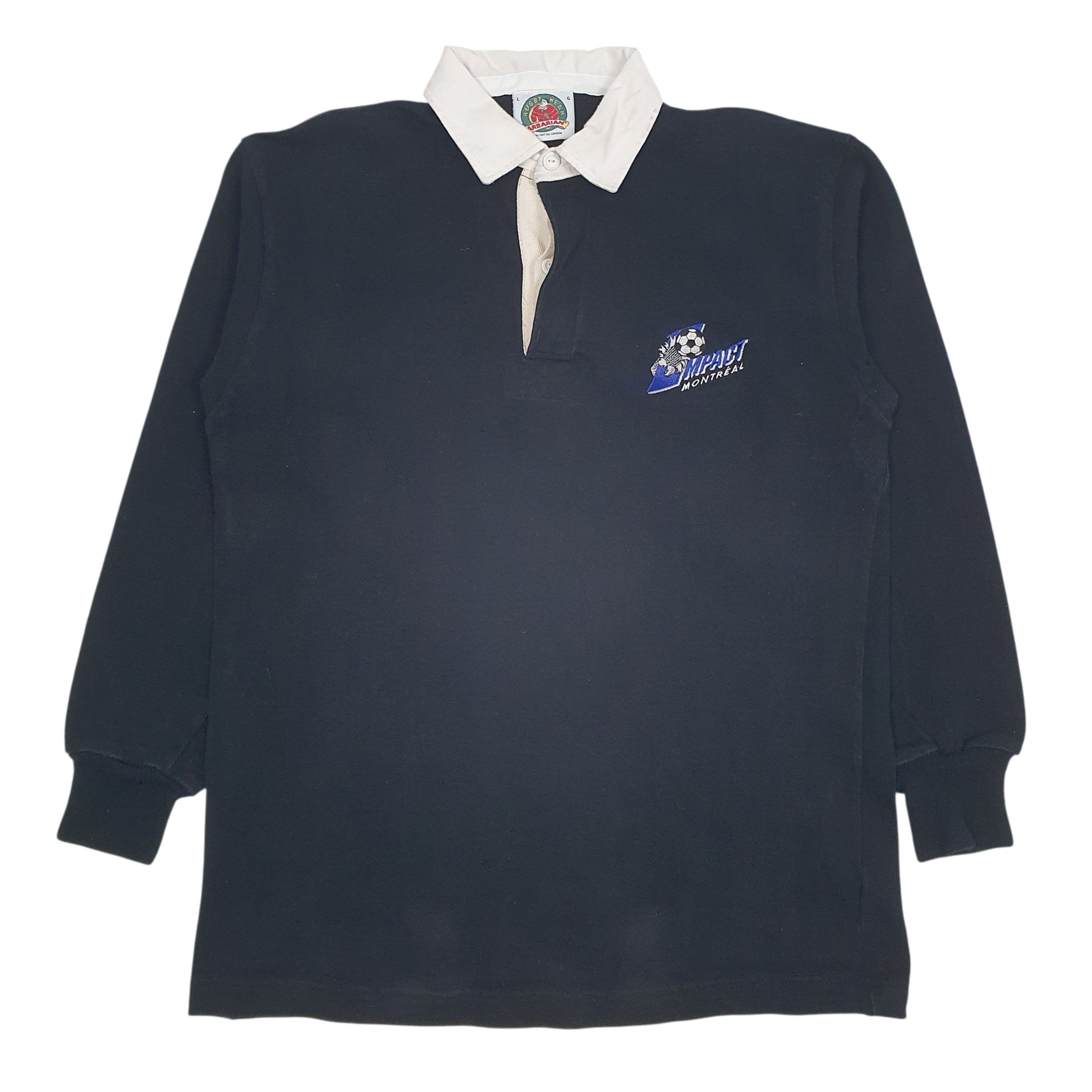 Mens Black Barbarian Impact Montreal Long Sleeve Polo Shirt