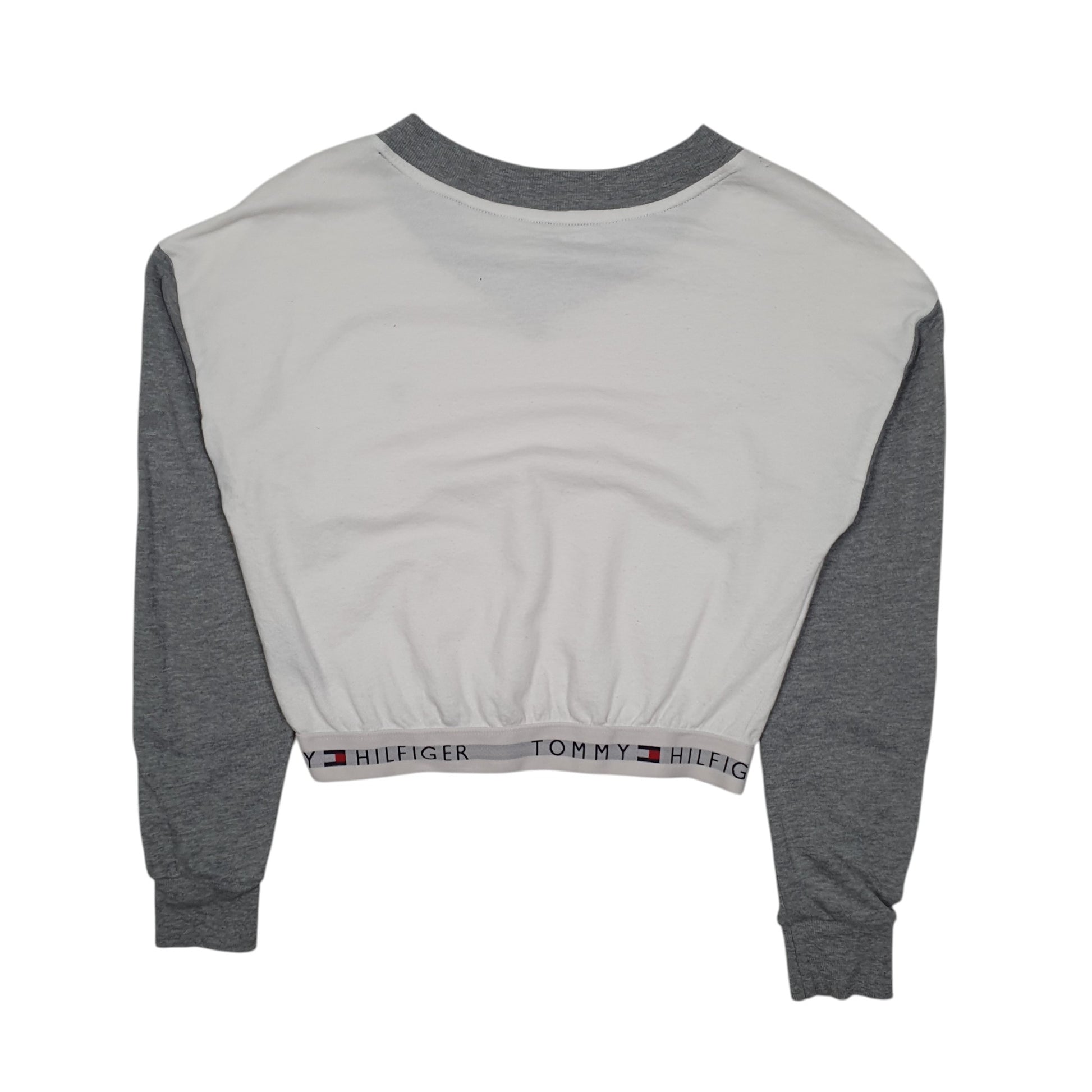 Womens Grey Tommy Hilfiger Crop Top Crewneck Jumper