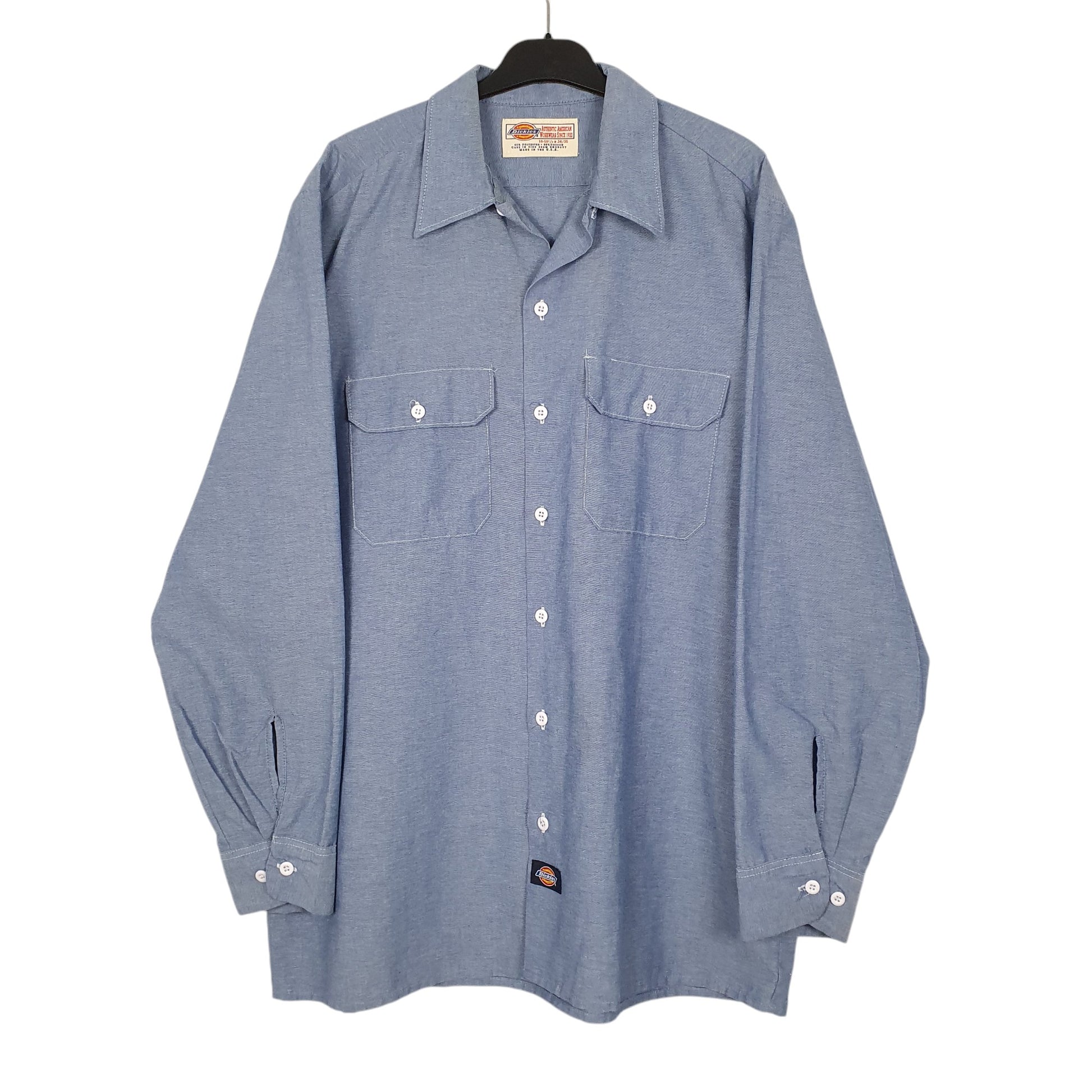 Mens Blue Dickies Vintage 90s Made In USA Long Sleeve Shirt