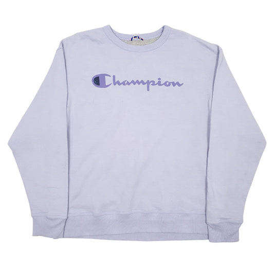 Mens Purple Champion Spellout Crewneck Jumper