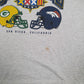 Mens Grey Jerzees Vintage 90s 1998 Superbowl Packers Seahawks V Neck T Shirt